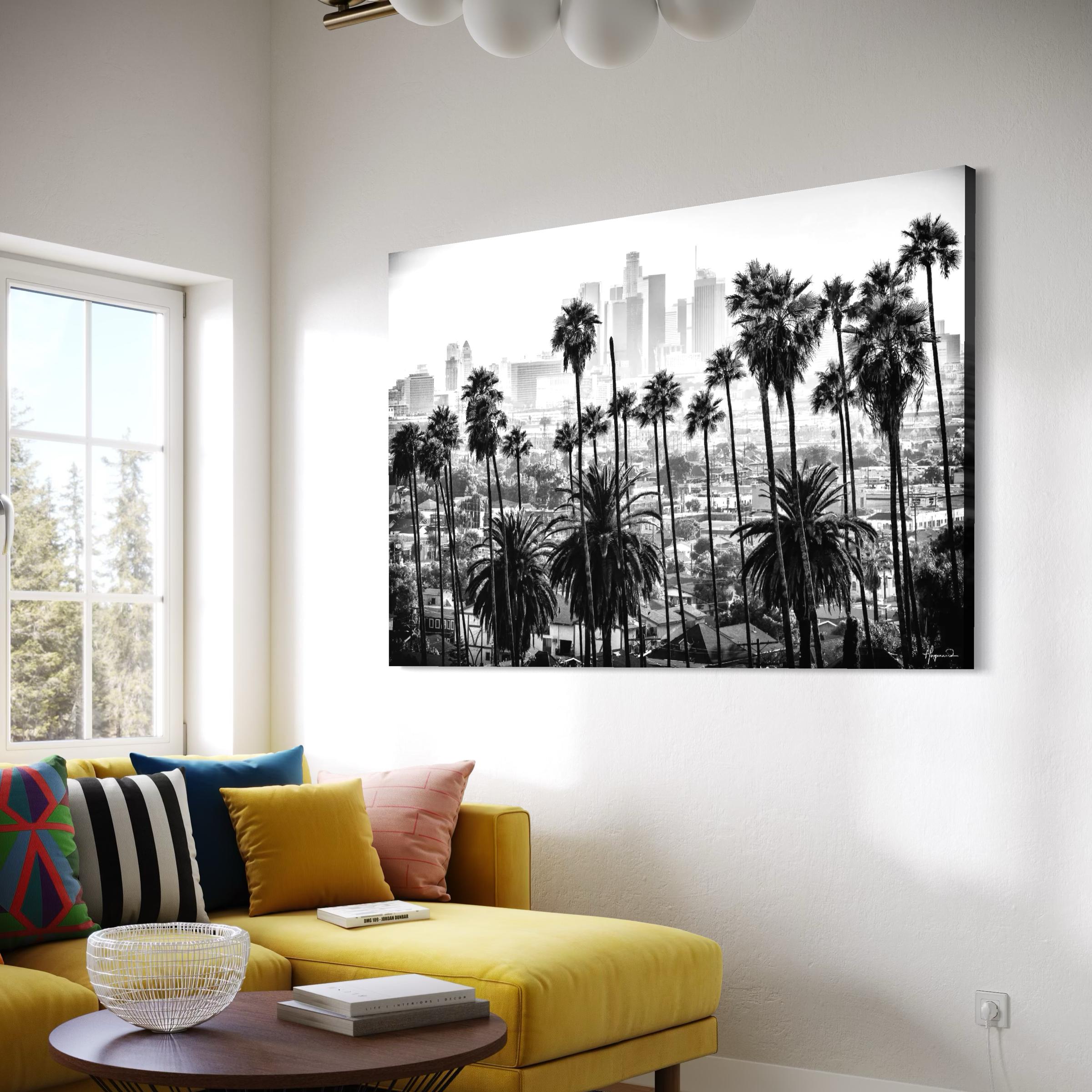 LA Skyline Black & White Los Angeles Palm Trees Poster Print | Canvas Wall Art