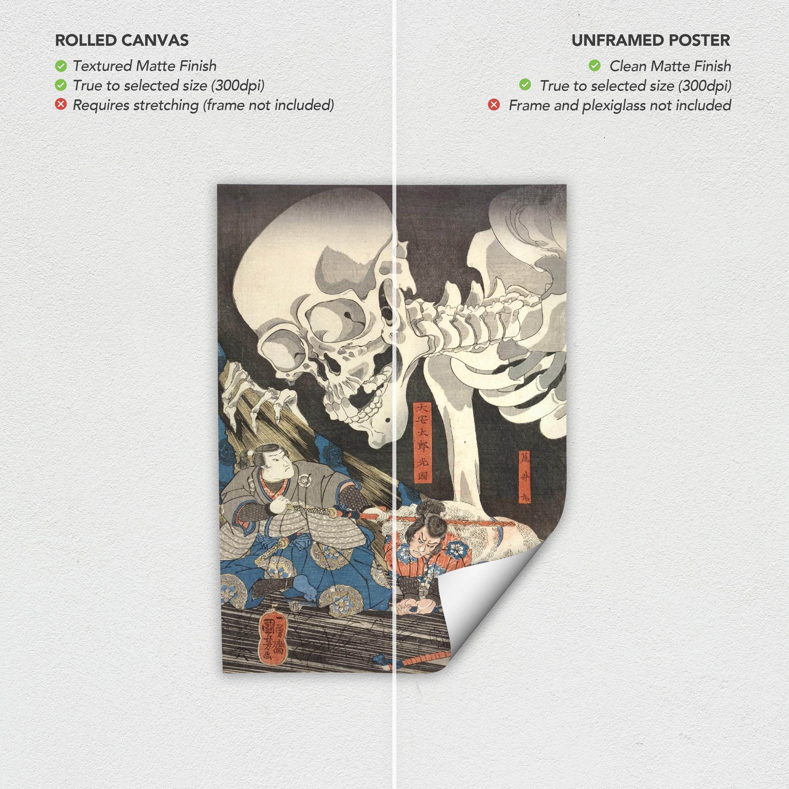 Takiyasha Set Of 3 The Witch & the Skeleton Spectre Japanese Art Mix Poster Prints | Canvas Art