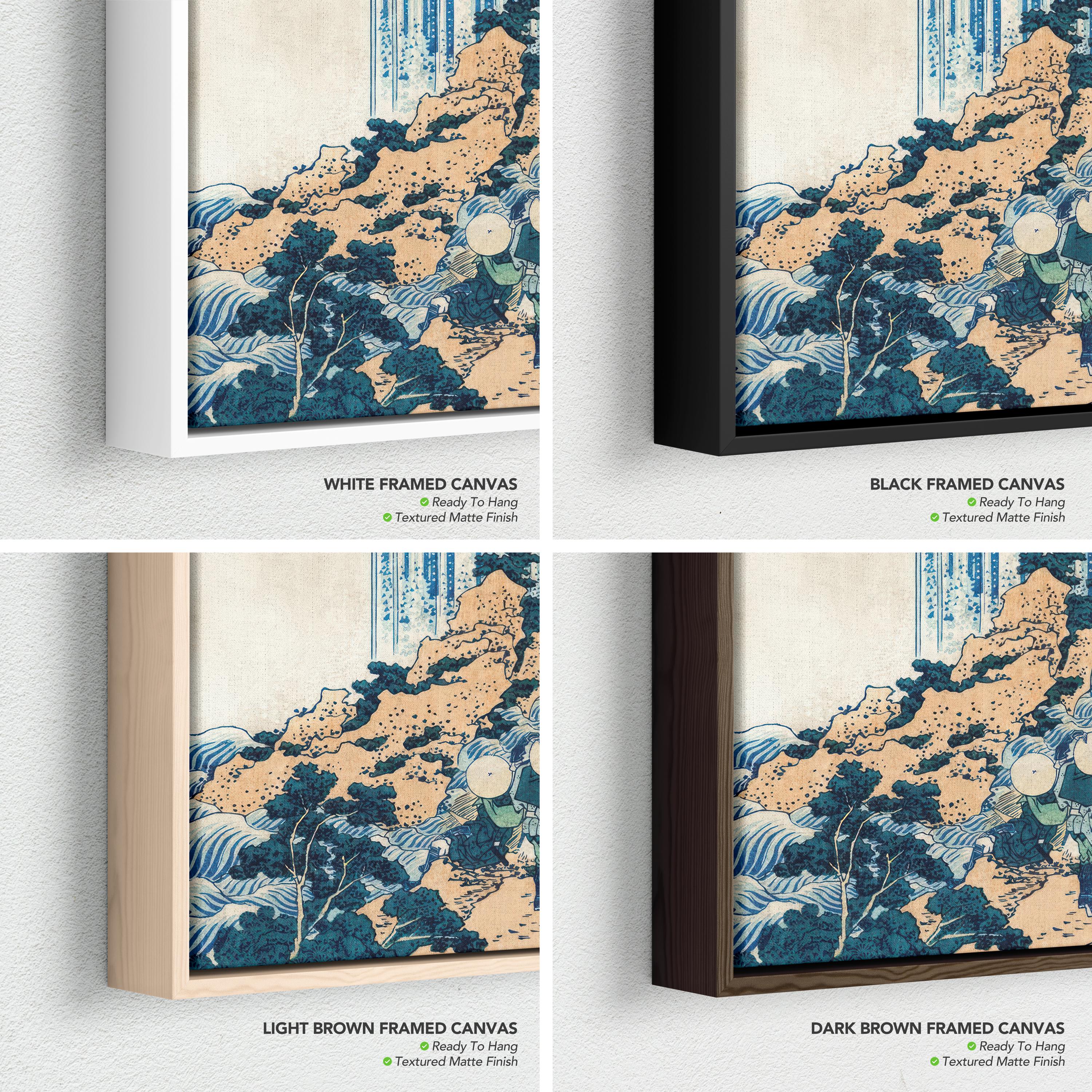 Waterfall Canvas Wall Art | Hokusai Japanese Vintage Ukiyo-e Poster Print Art