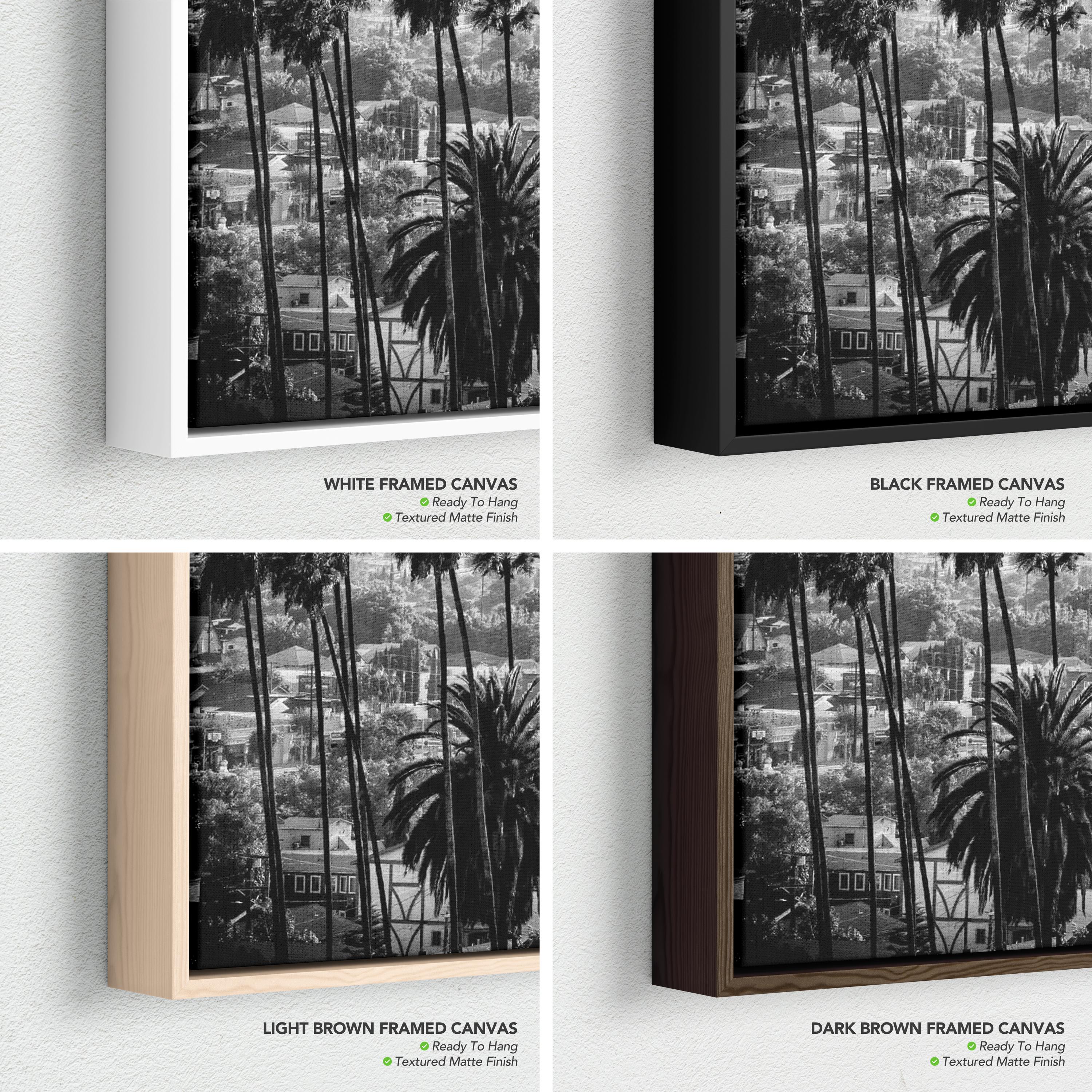 LA Skyline Black & White Los Angeles Palm Trees Poster Print | Canvas Wall Art