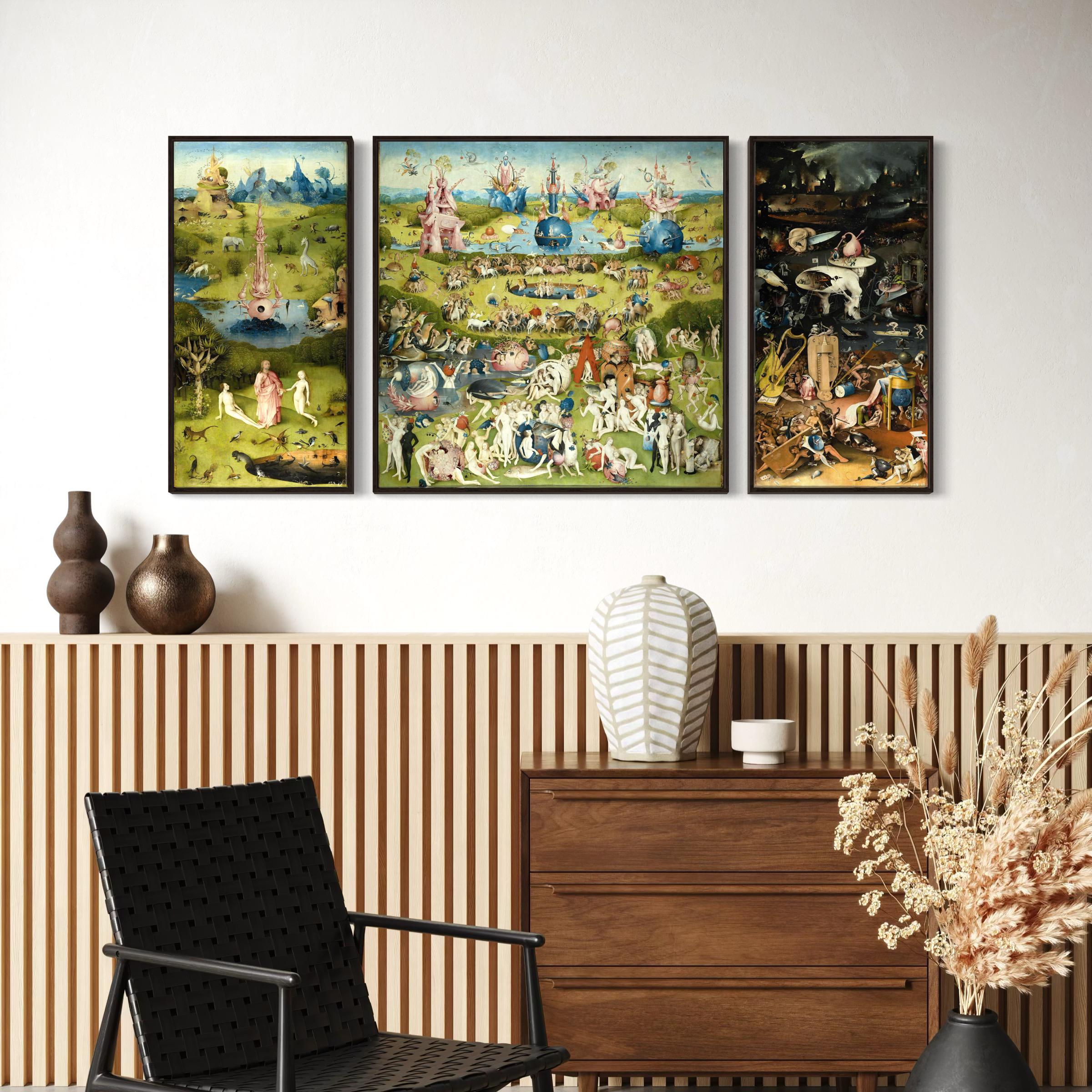 Wall Art Canvas | Poster Prints Set Of 3 Hieronymus Bosch Garden of Earthly Delights