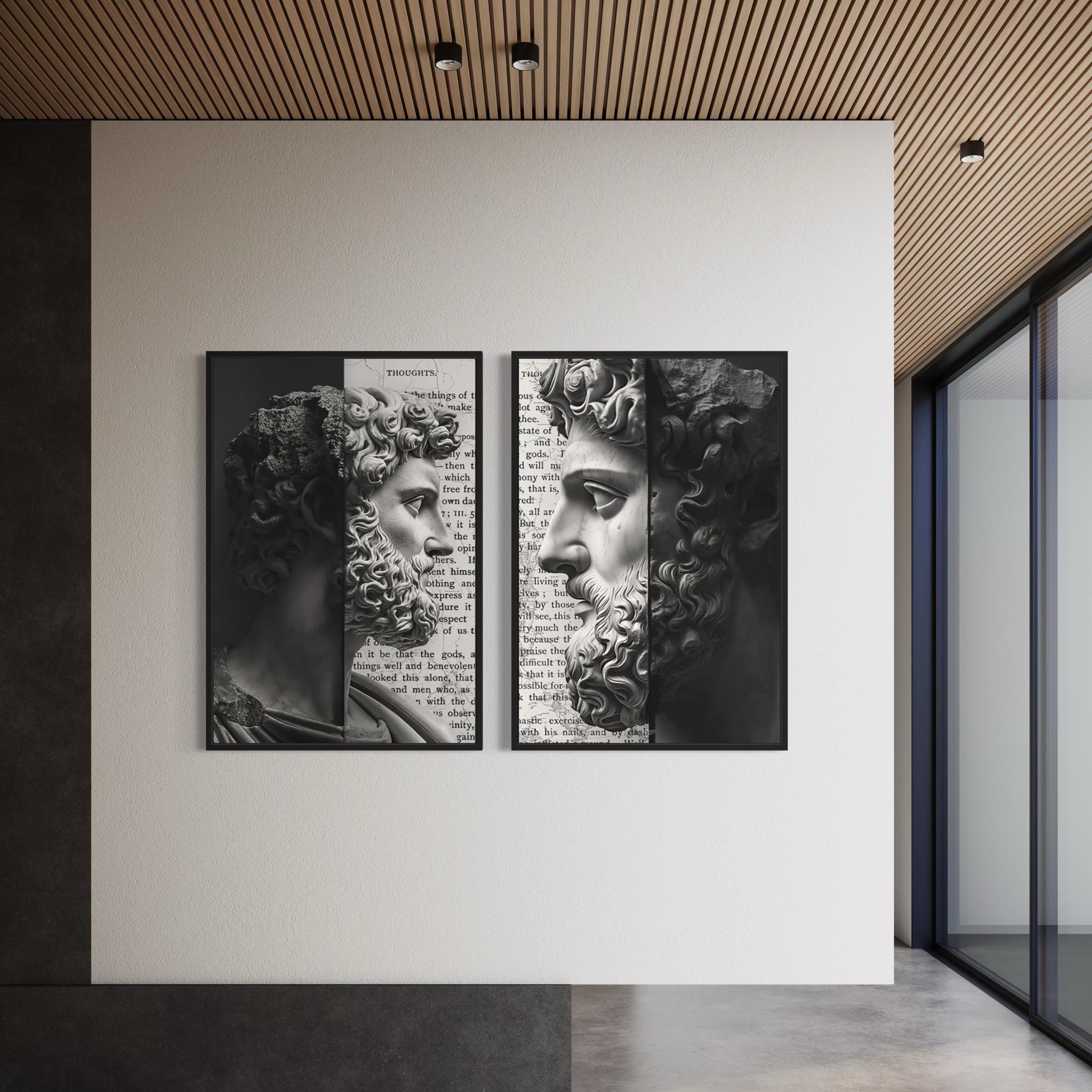 Marcus Aurelius Masculine Poster Prints | Canvas Wall Art | Stoic Ancient Sculpture