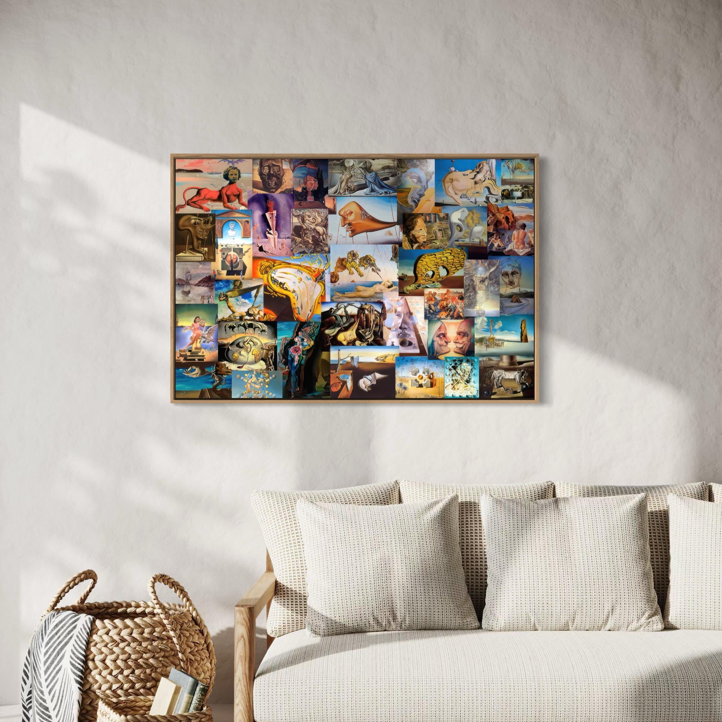 Salvador Dali Collage Framed Wall Art Canvas | Surreal Vintage Poster Print