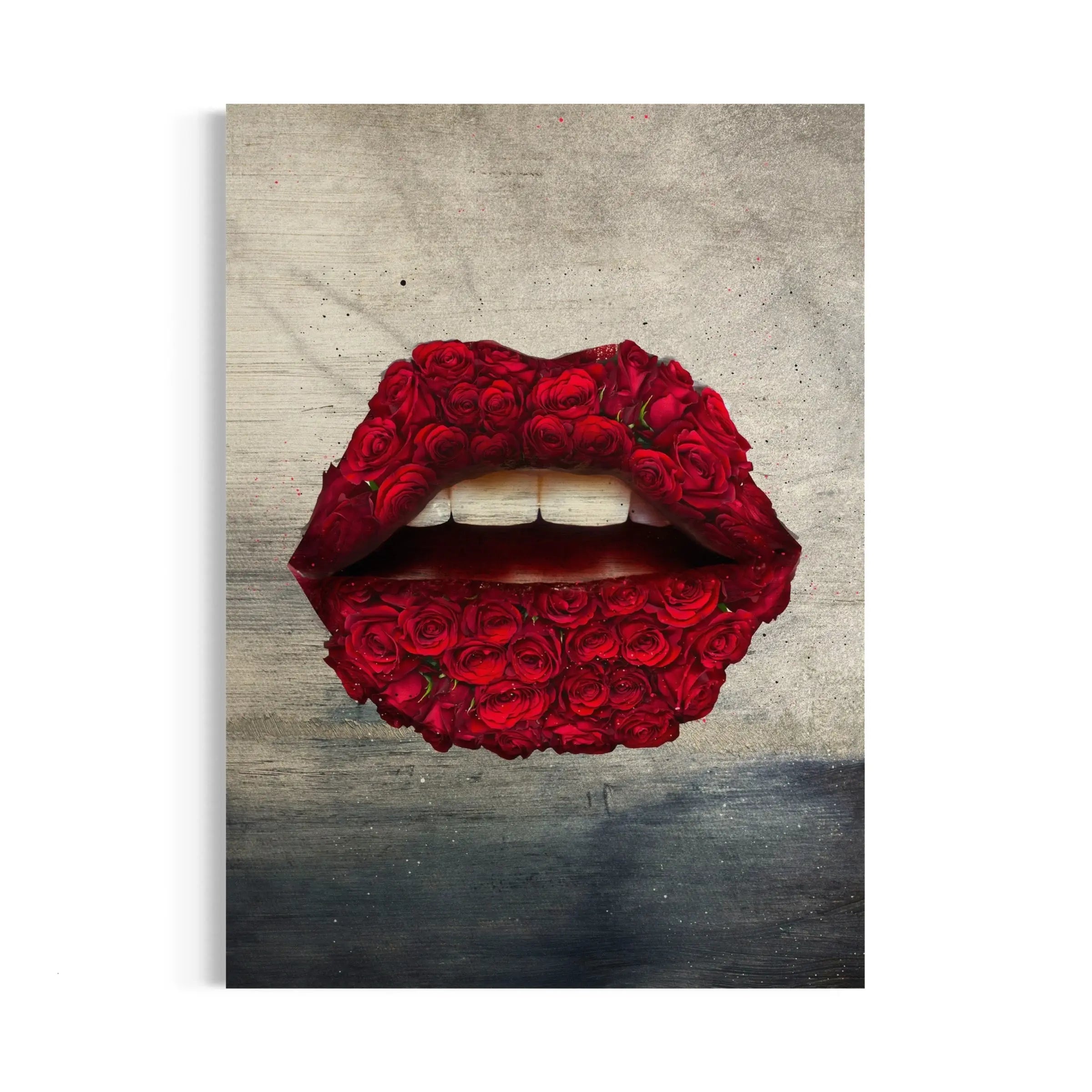 a painting of a woman's mouth with roses on it