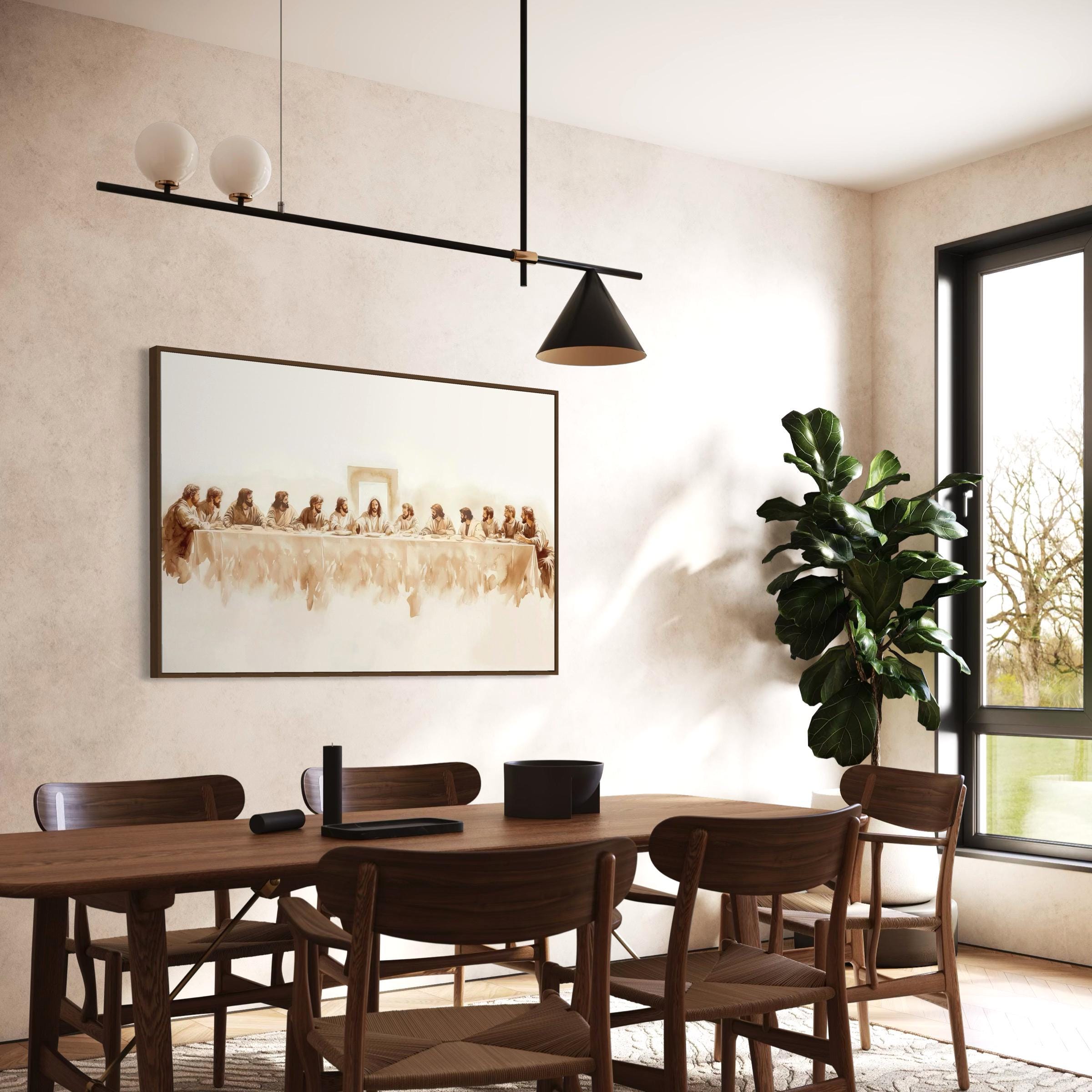 The Last Supper Framed Poster Print Jesus Watercolor Canvas Art