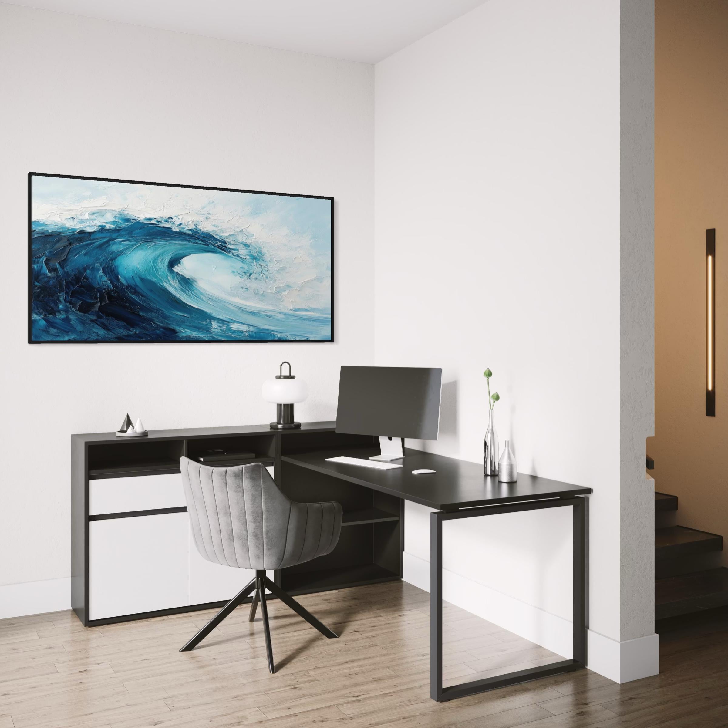 Wave Minimalist Ocean Artwork Canvas Wall Art Print | Neutral Coastal Decor