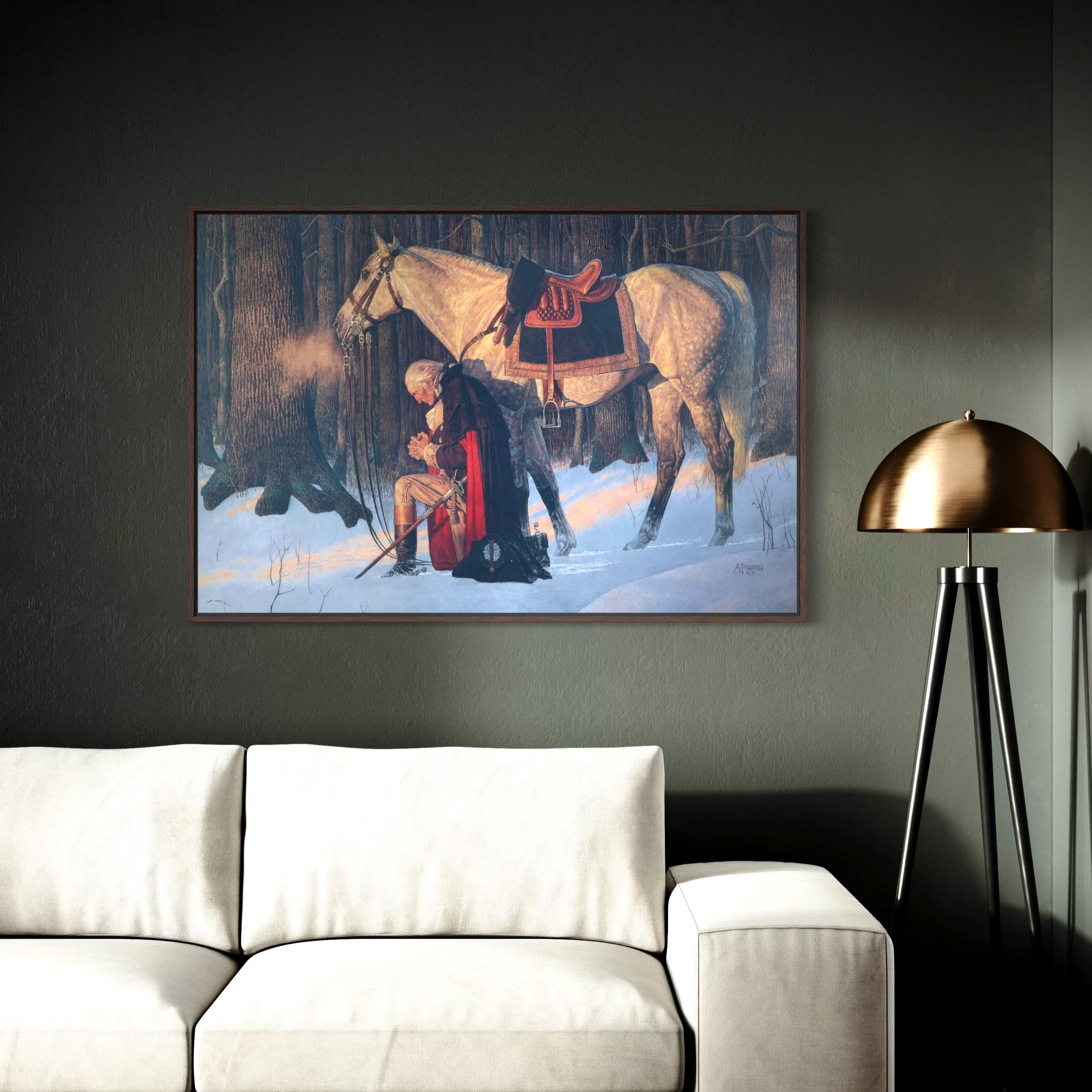 George Washington Praying | Prayer at Valley Forge | American Poster Print | Canvas Art