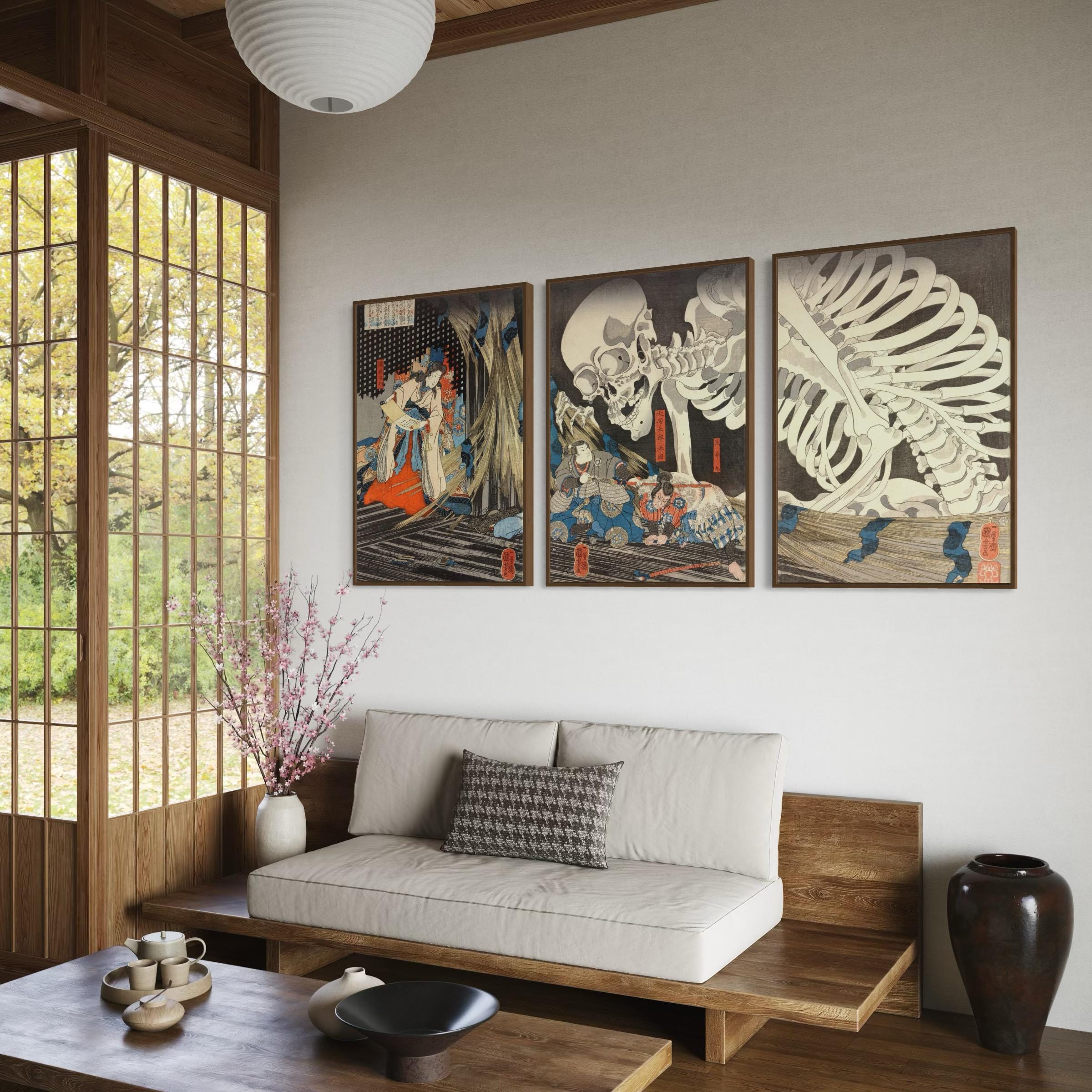 Takiyasha Set Of 3 The Witch & the Skeleton Spectre Japanese Art Mix Poster Prints | Canvas Art