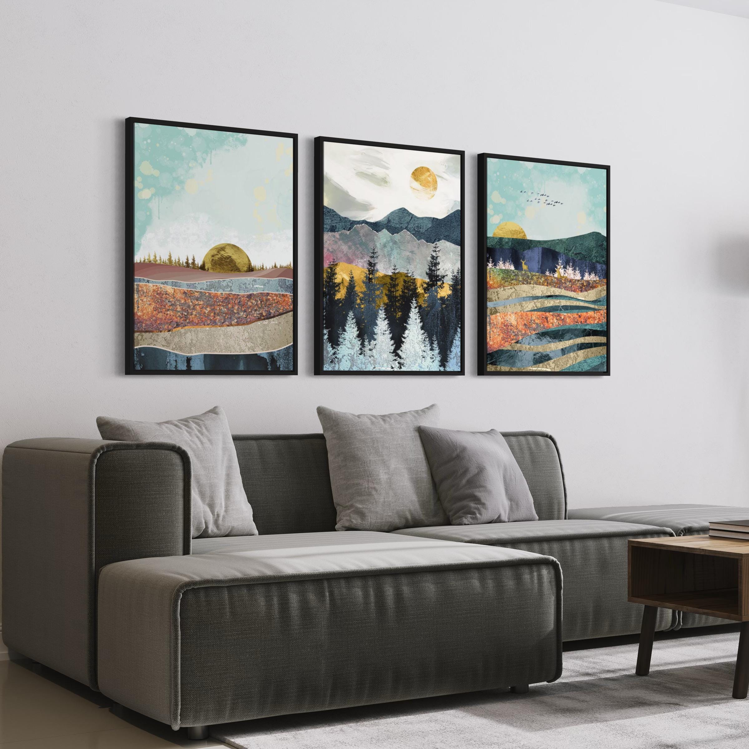 Abstract Forest Set of 3 Modern Landscape Poster Prints | Canvas Wall Art