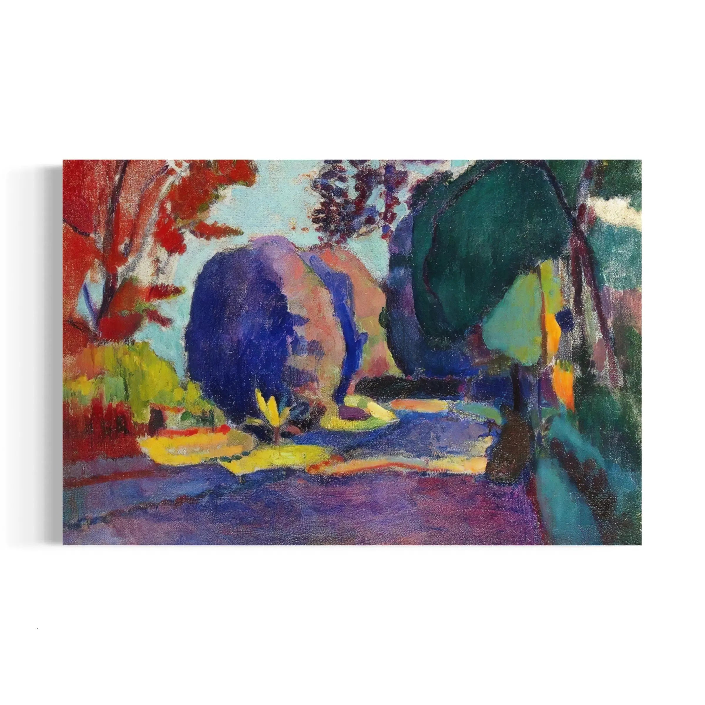 a painting of an elephant walking down a road