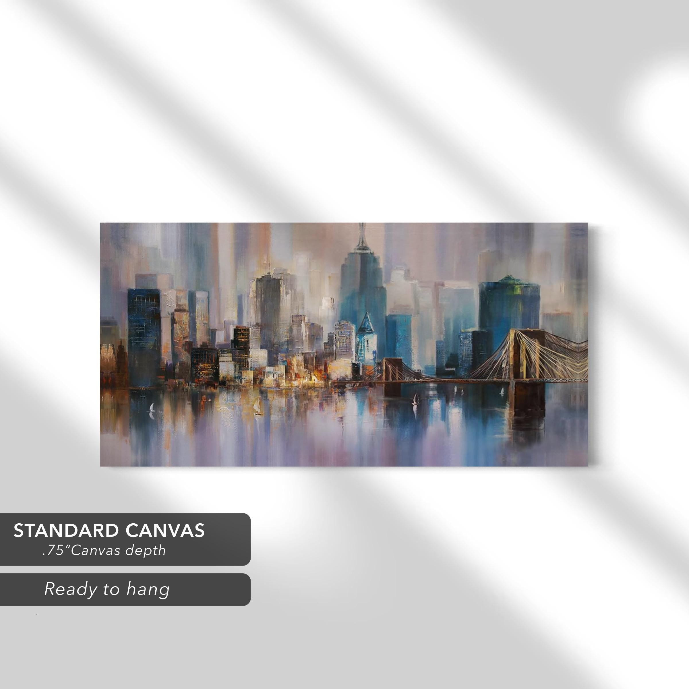 Abstract New York City Skyline | Brooklyn Bridge Cityscape Modern Canvas Art | Poster Print