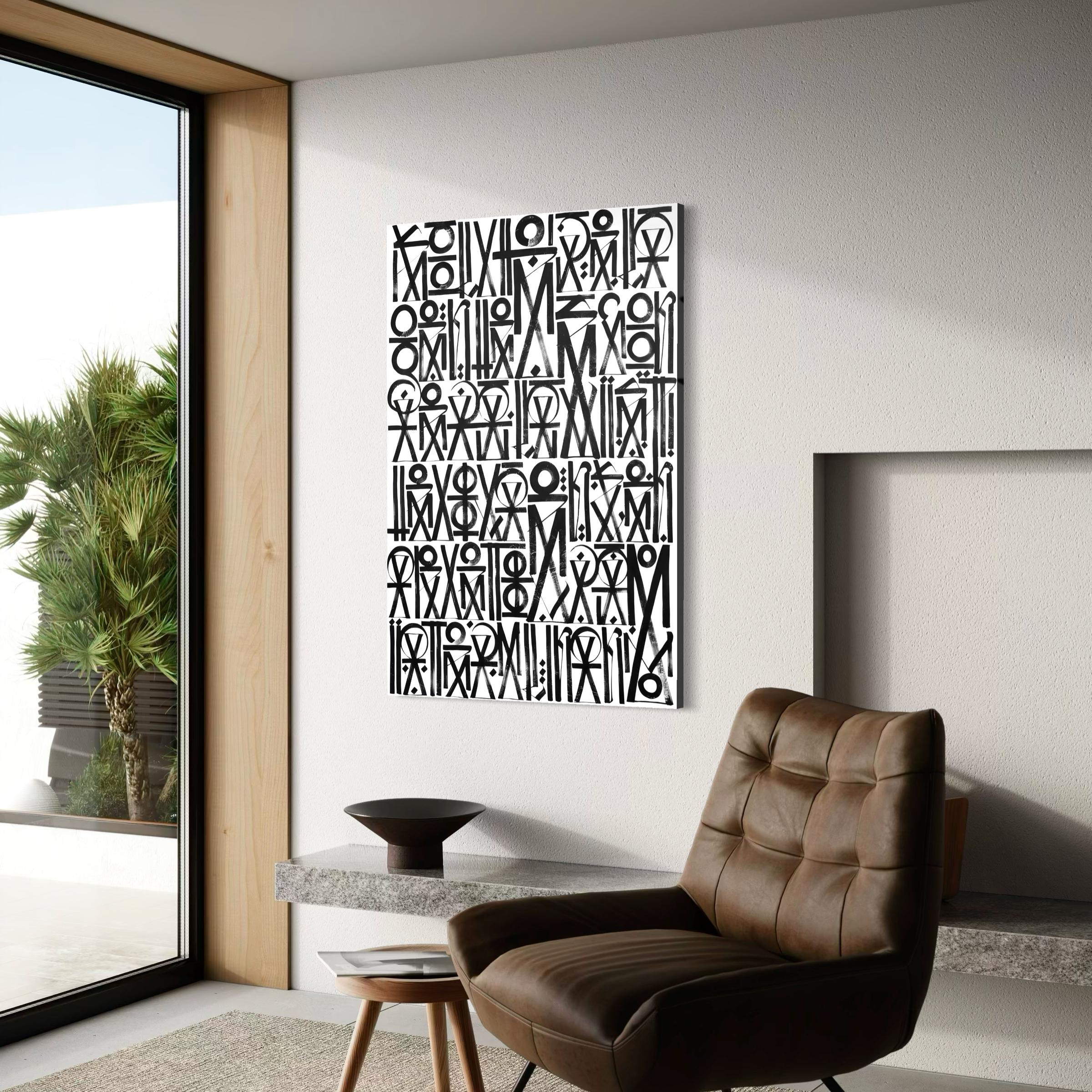 Abstract Black & White Calligraphy Poster Print | Minimalist Scandinavian Canvas Wall Art