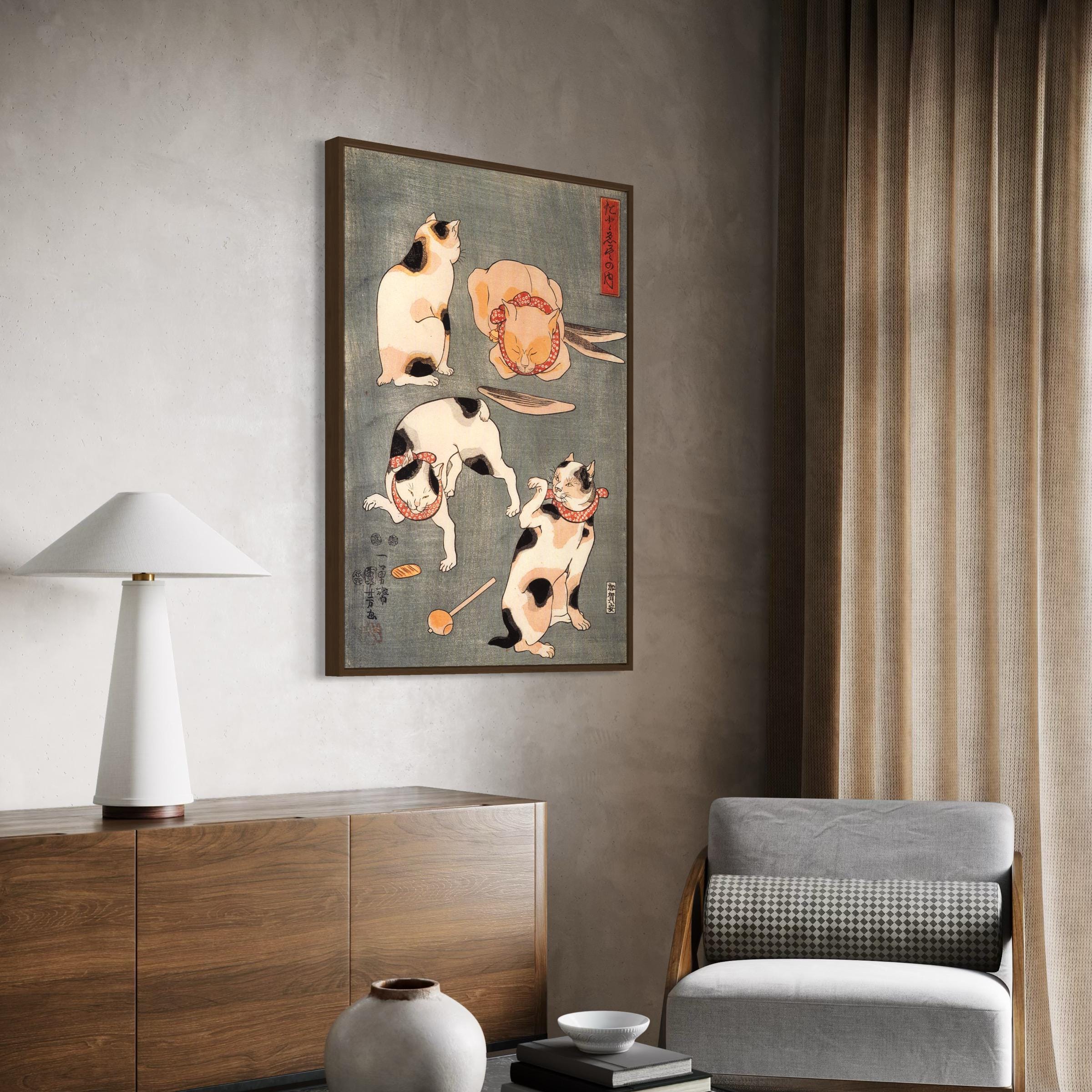 Kuniyoshi Utagawa Cats Canvas Art | Poster Print | Japanese Woodblock