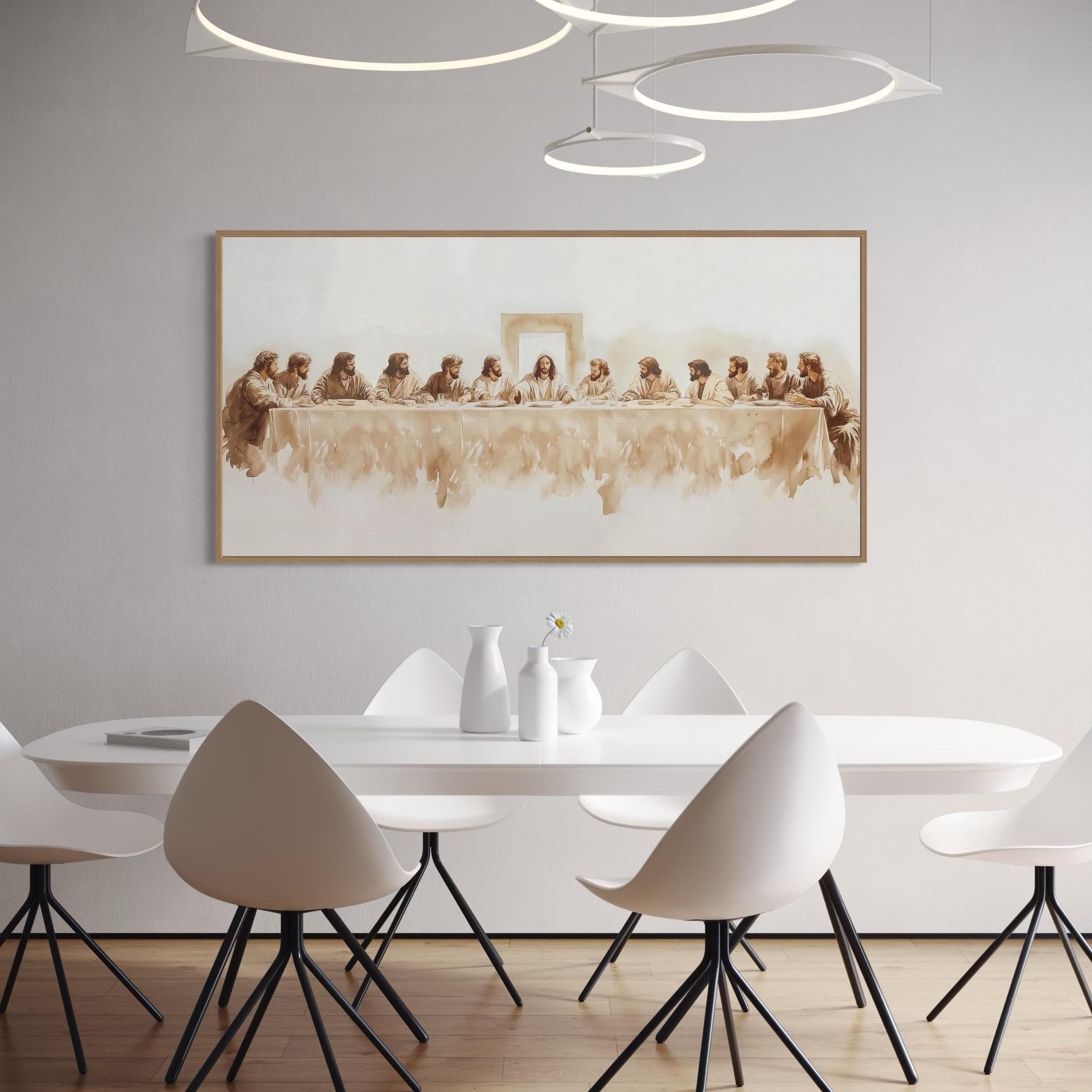 The Last Supper Jesus Watercolor Canvas Art | Poster Print | Modern Christian Religious Artwork