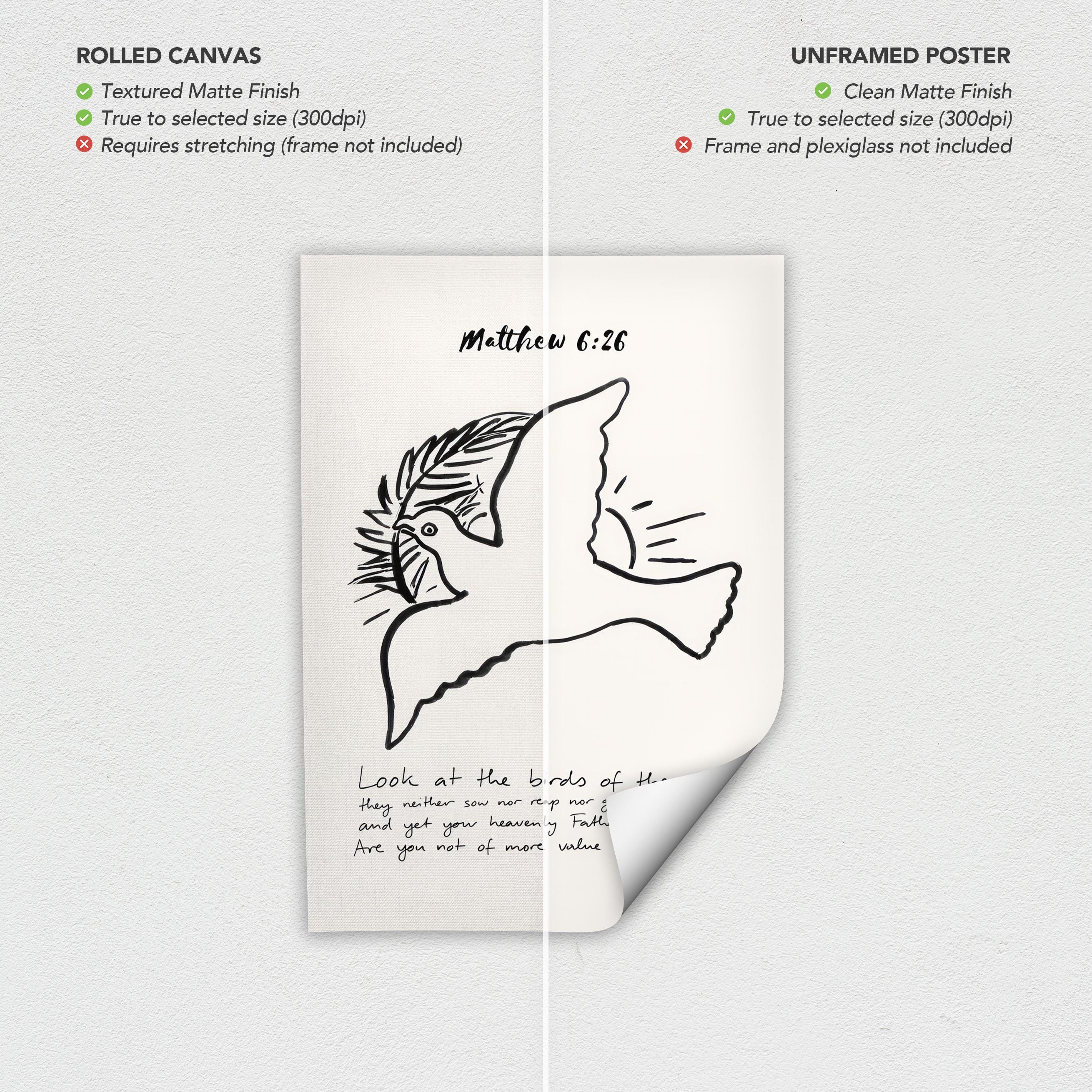 Matthew 6:26 Vintage Christian Art | Modern Catholic Canvas Art | Poster Print