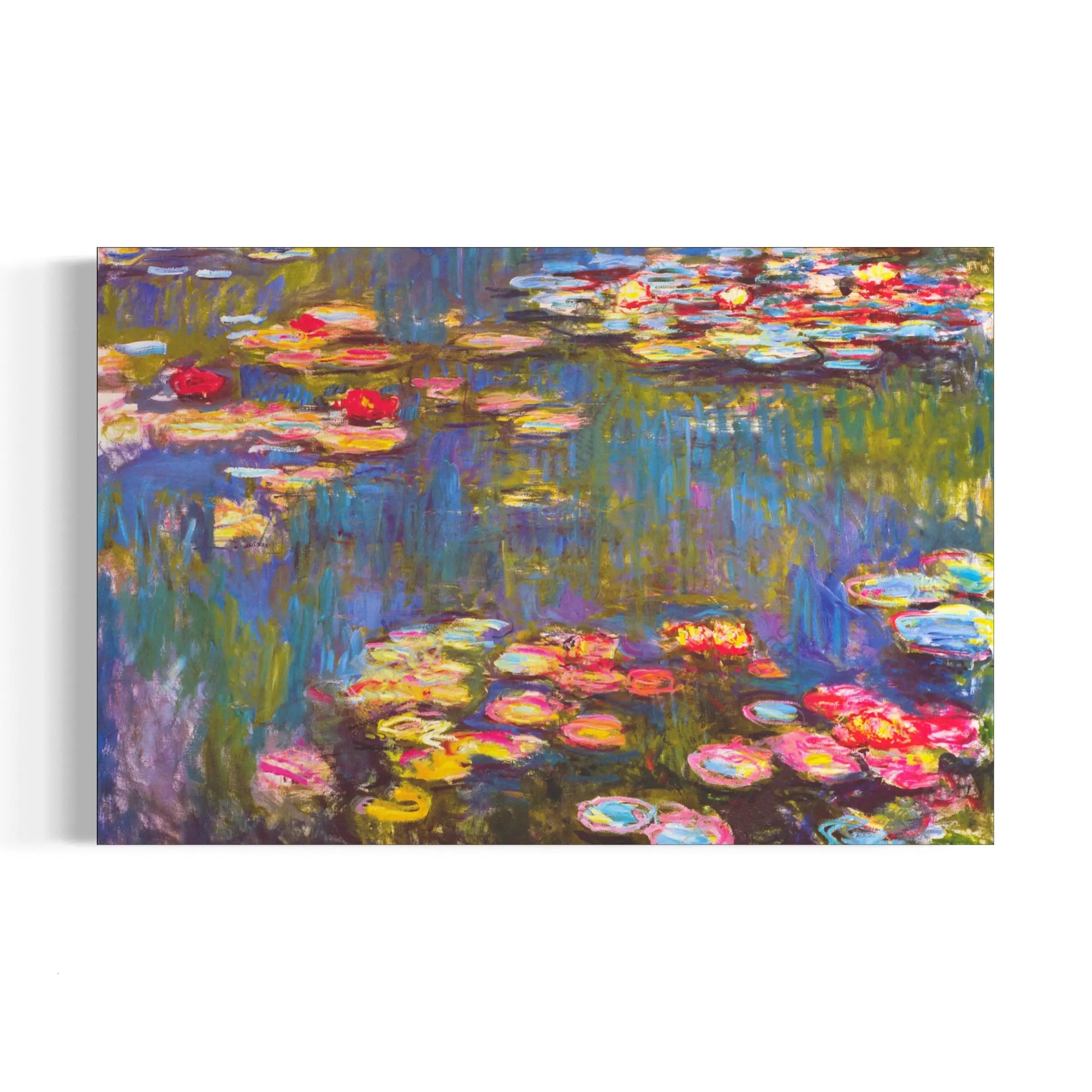 a painting of water lillies on a white background