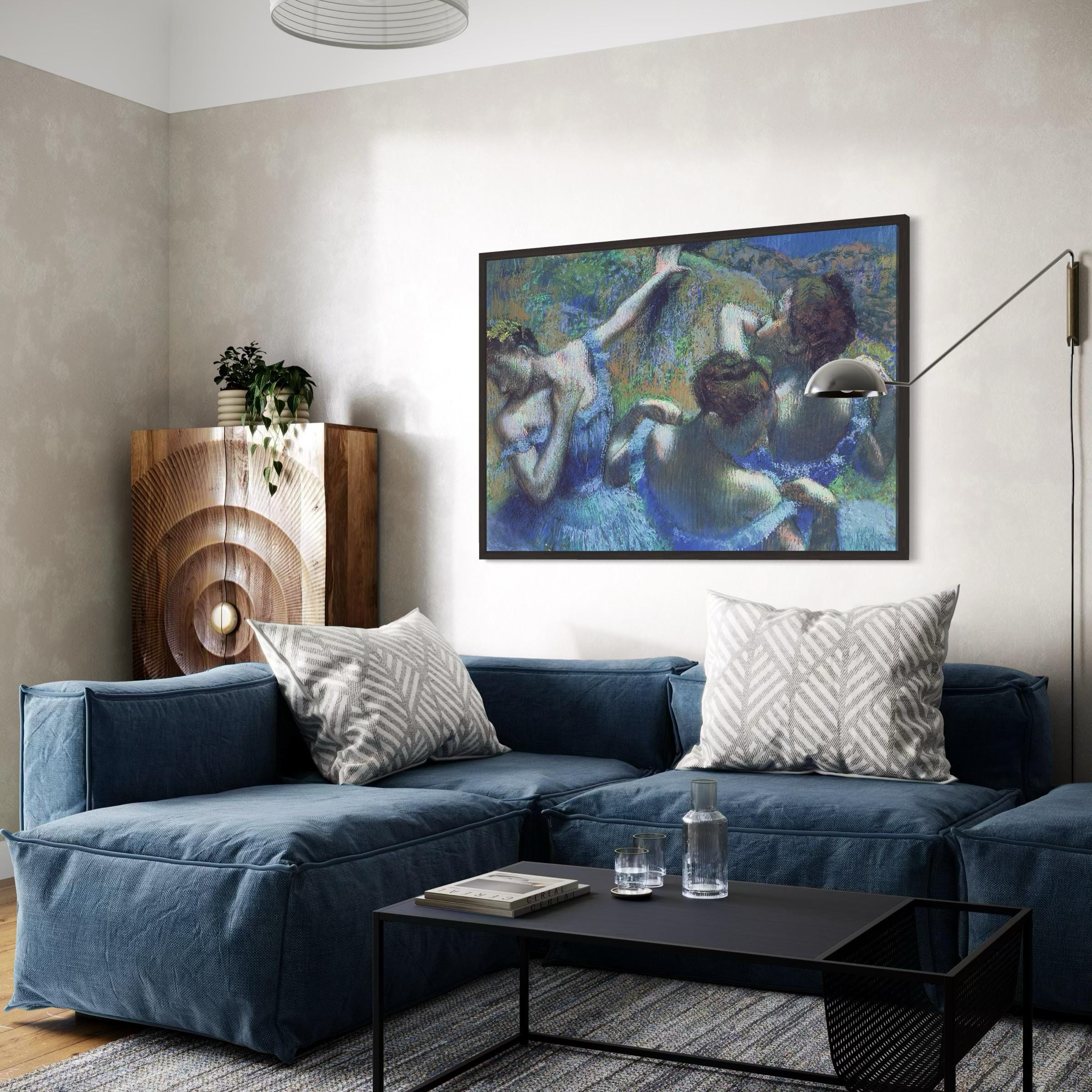 Blue Dancers by Edgar Degas | Impressionist Pastel Ballet Canvas Art | Poster Print