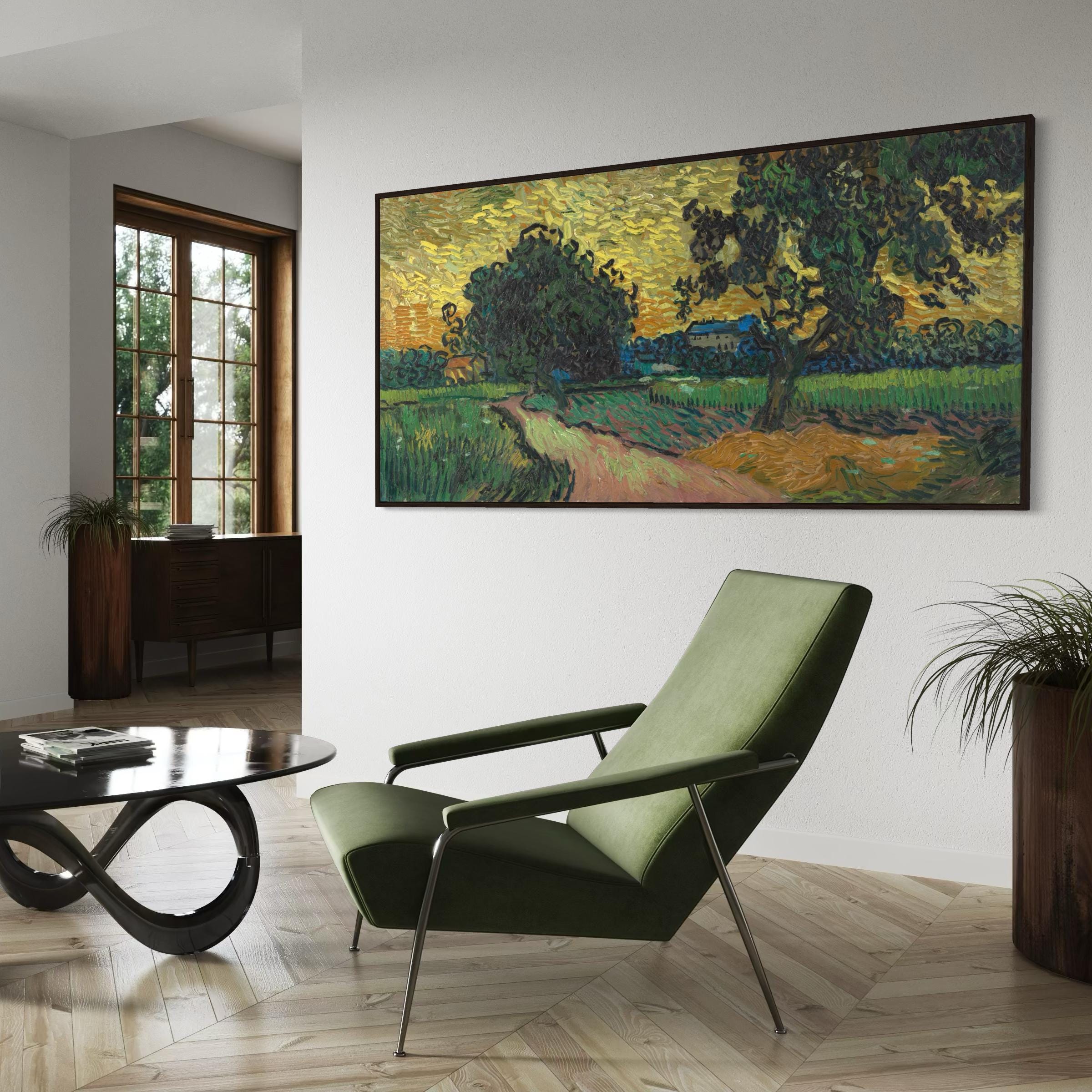 Van Gogh Landscape at Twilight  | Moody Landscape Golden Hour Canvas Art | Poster Print