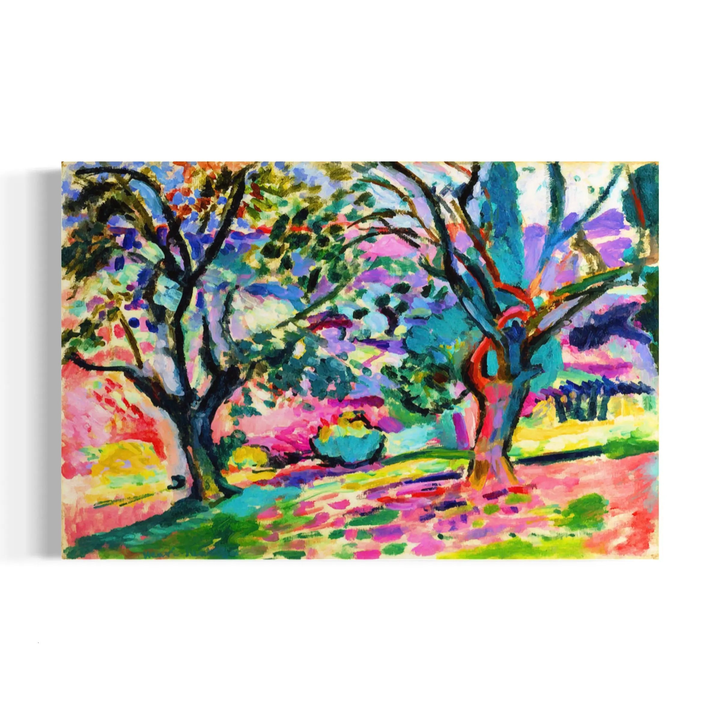 a painting of a woman standing under a tree