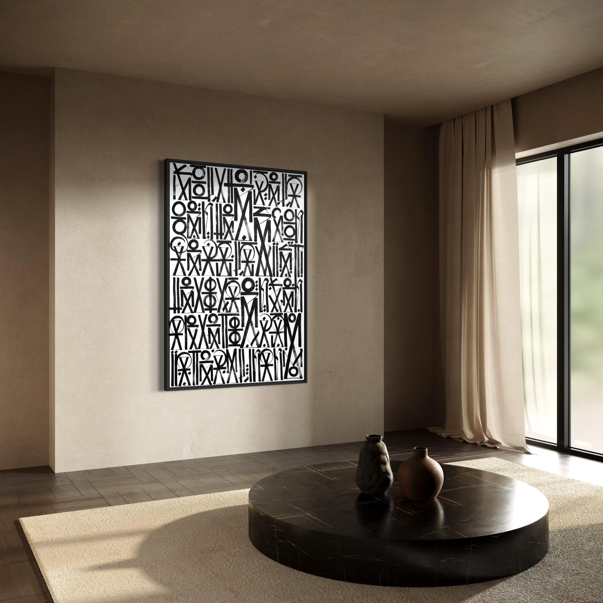 Abstract Black & White Calligraphy Poster Print | Minimalist Scandinavian Canvas Wall Art