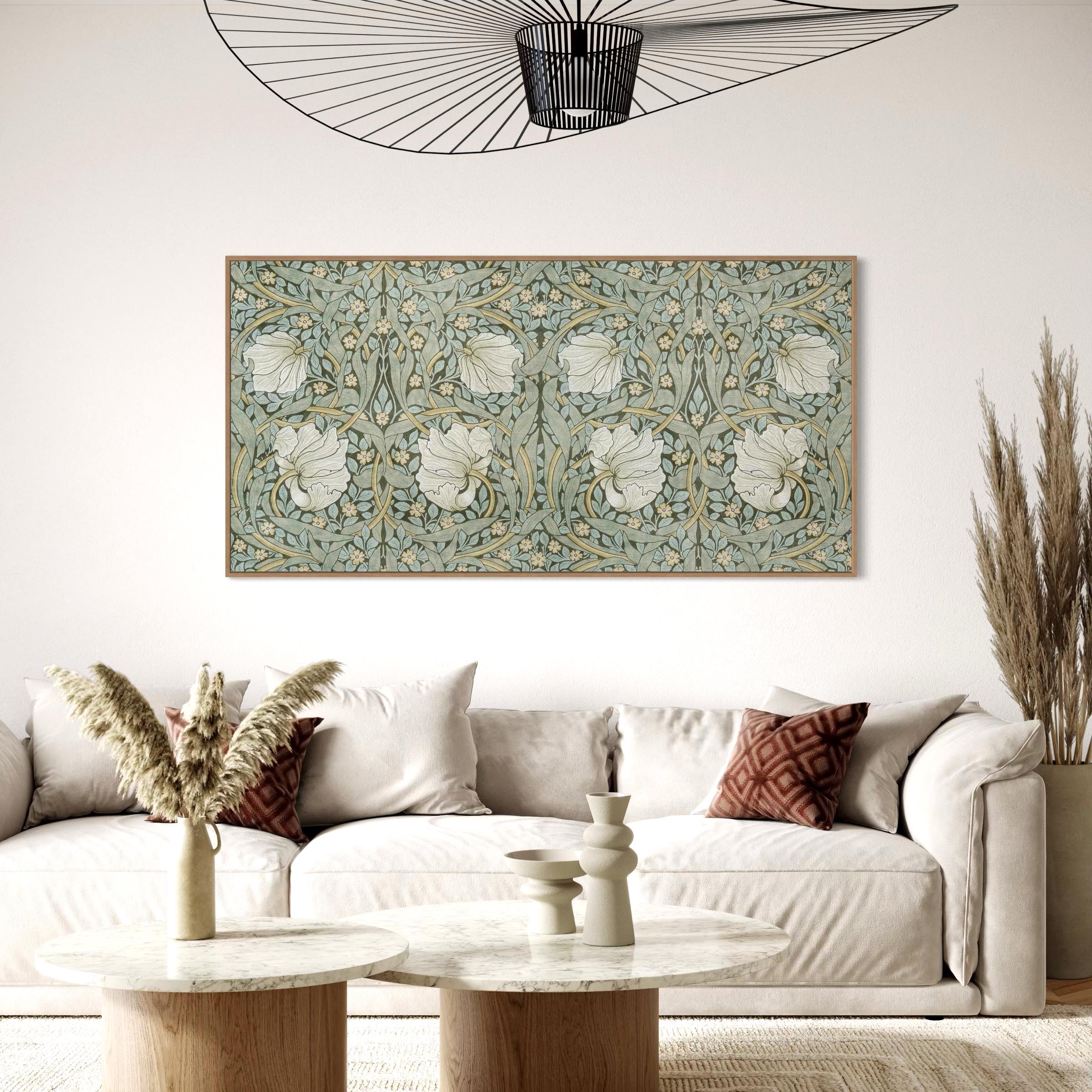 Framed Canvas | Poster Print Wall Art | Mid Century Modern | Sage Green Boho Art Nouveau