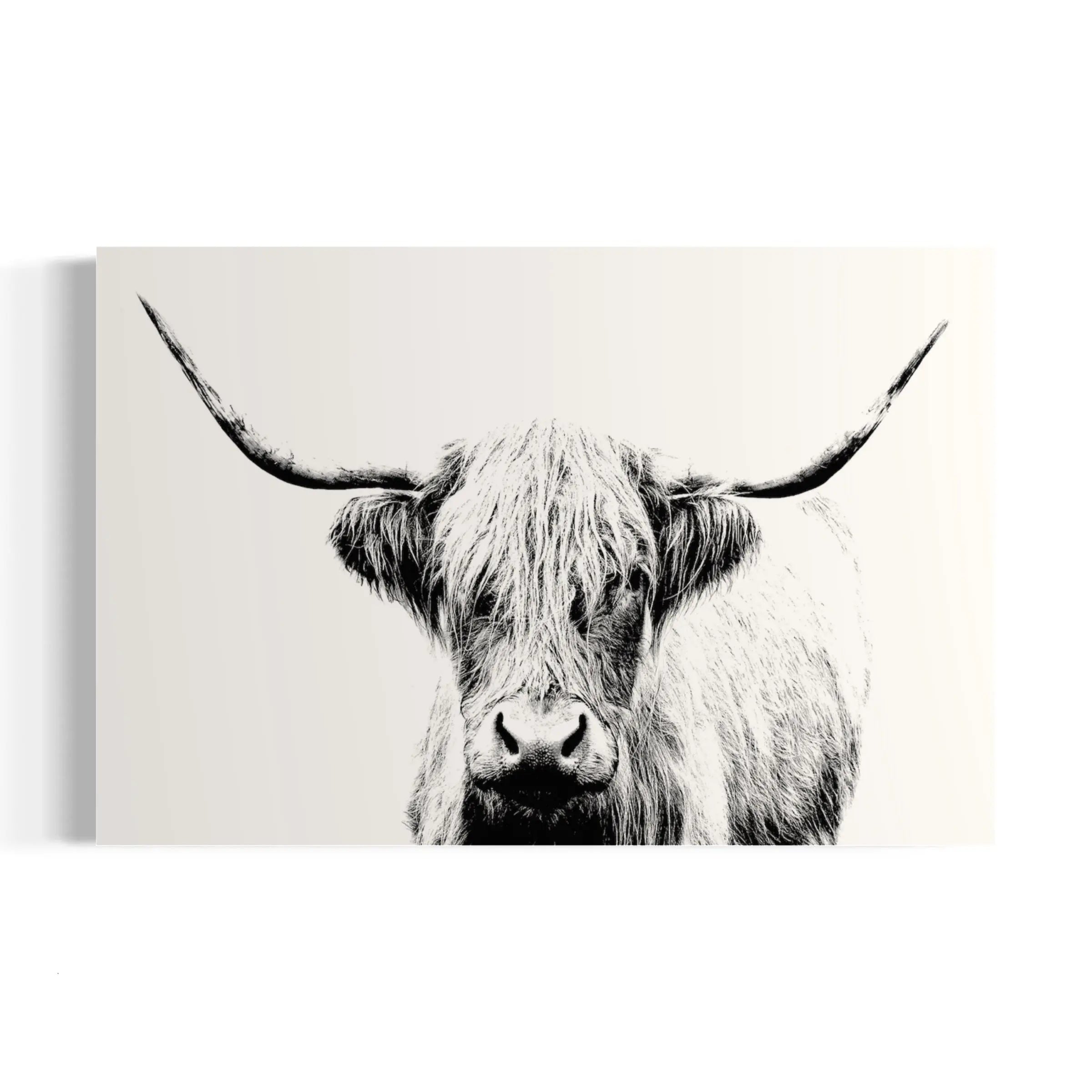 Cow Horn Black & White Art Photo Canvas Wall Art | Poster Print Canvastoria