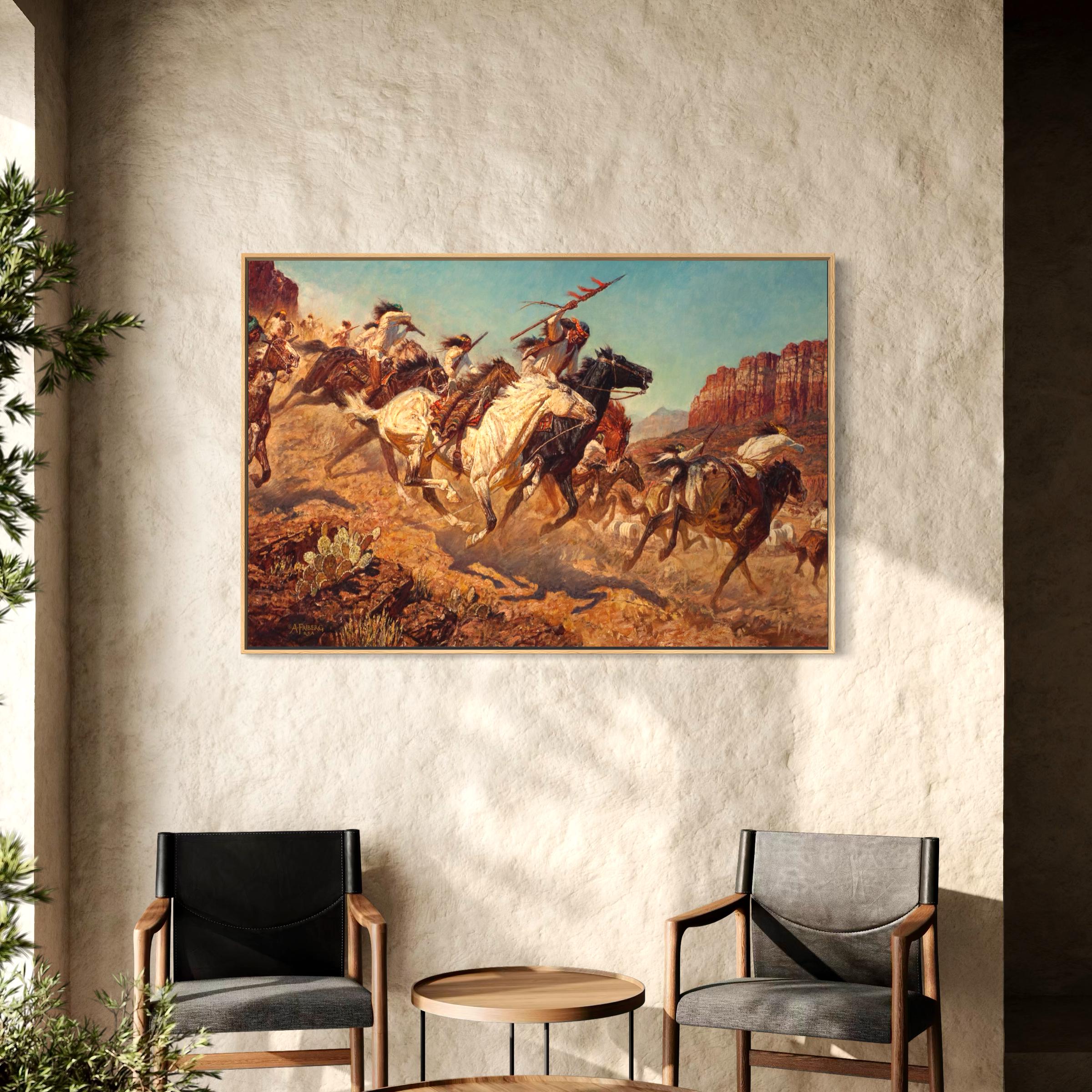 Arnold Friberg One Down Canvas Wall Art | Western Cowboy Poster Print | Vintage Americana Horse