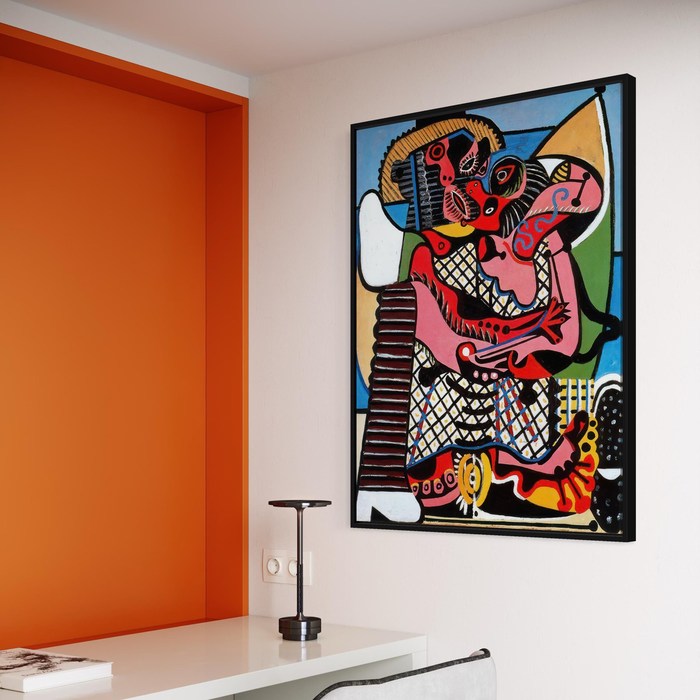 The Kiss Picasso | Abstract Love Canvas Wall Art | Cubism Colorful Poster Print