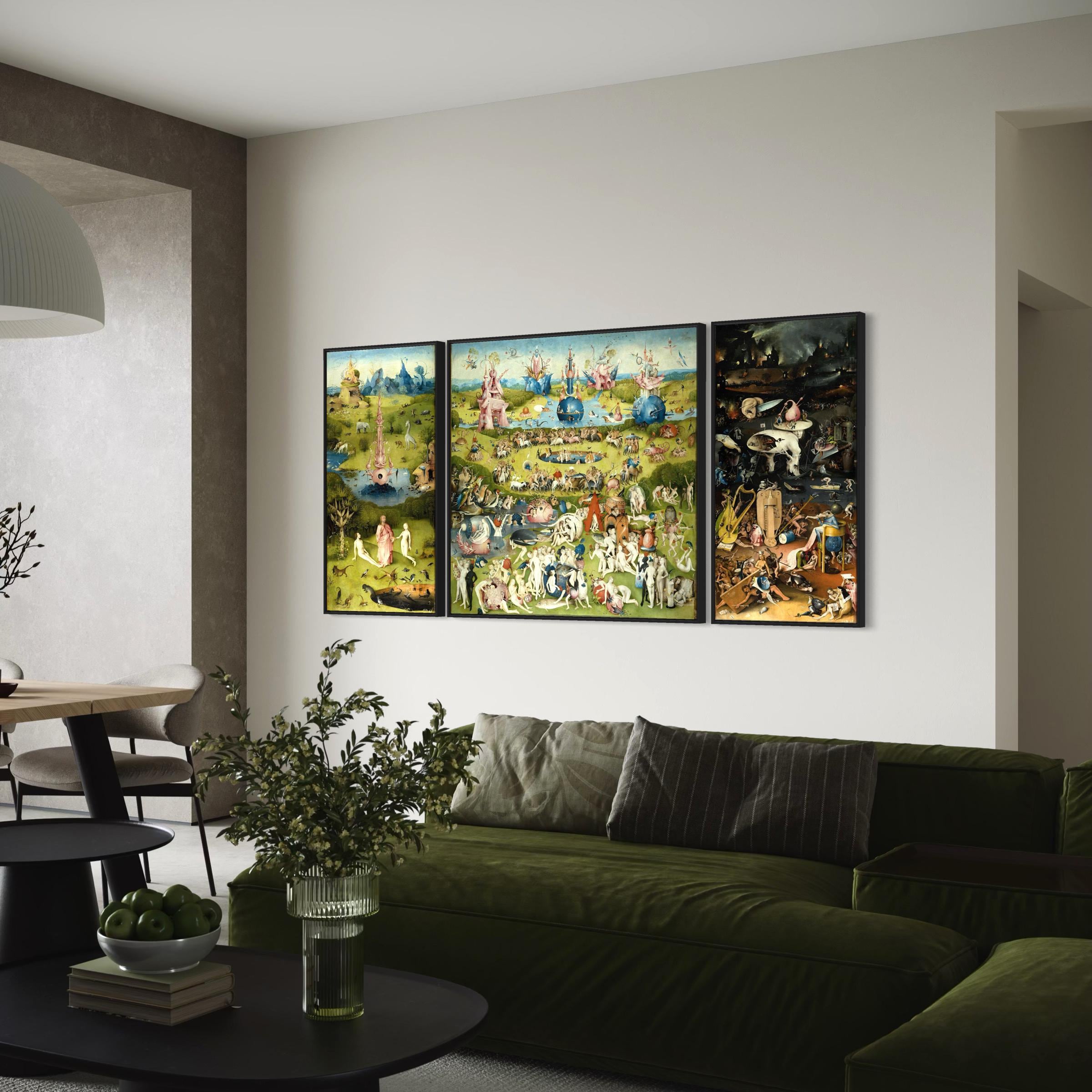 Wall Art Canvas | Poster Prints Set Of 3 Hieronymus Bosch Garden of Earthly Delights