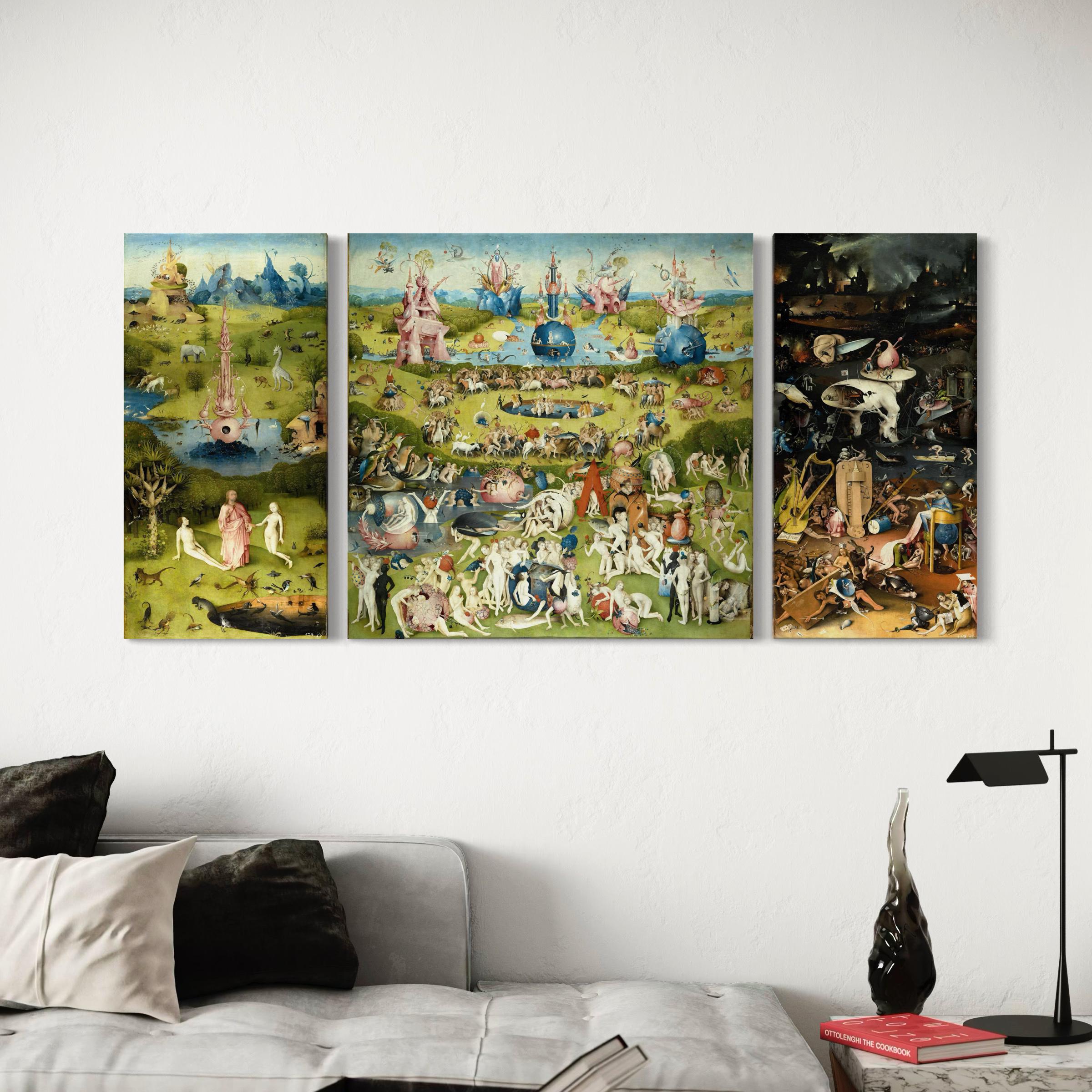 Wall Art Canvas | Poster Prints Set Of 3 Hieronymus Bosch Garden of Earthly Delights