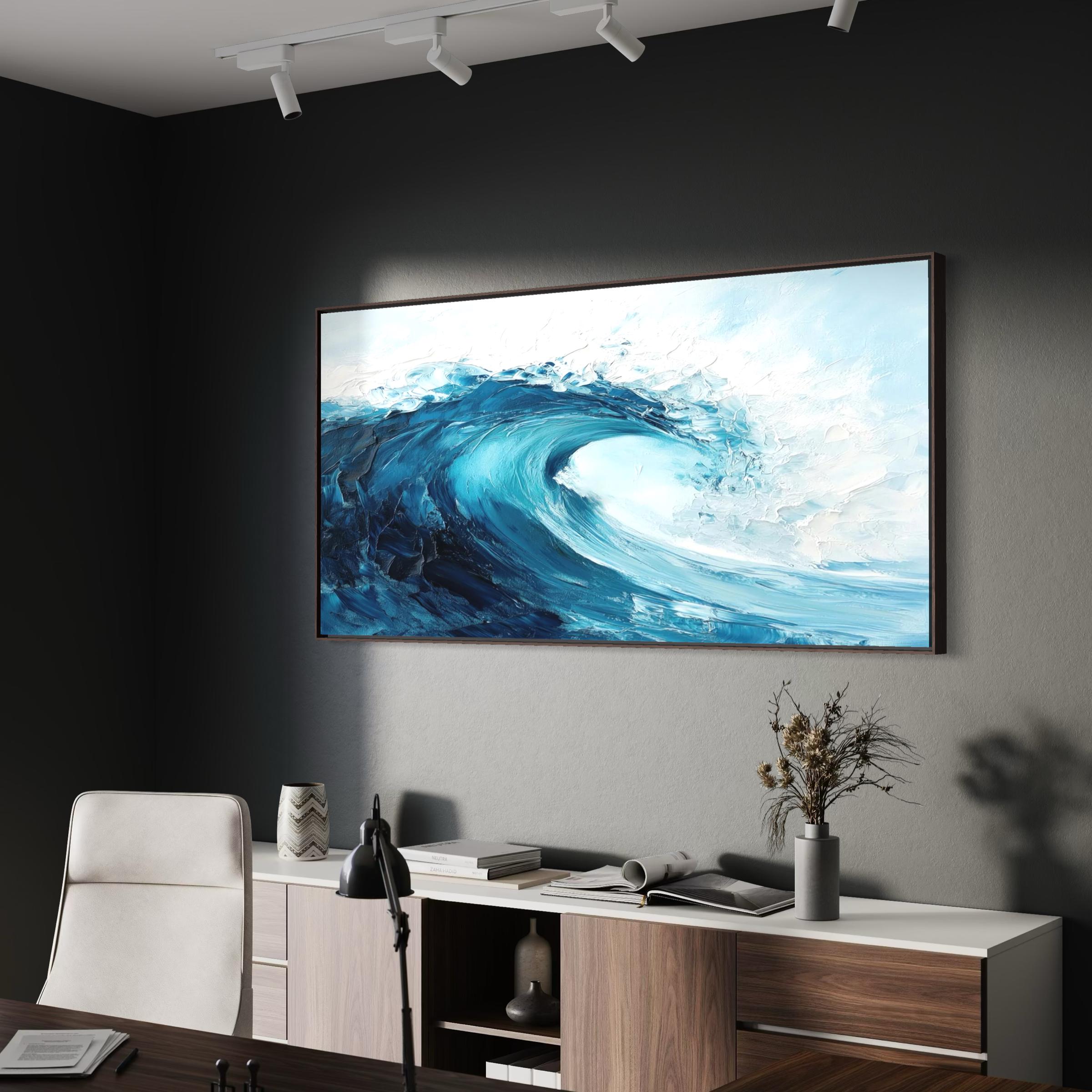Wave Minimalist Ocean Artwork Canvas Wall Art Print | Neutral Coastal Decor
