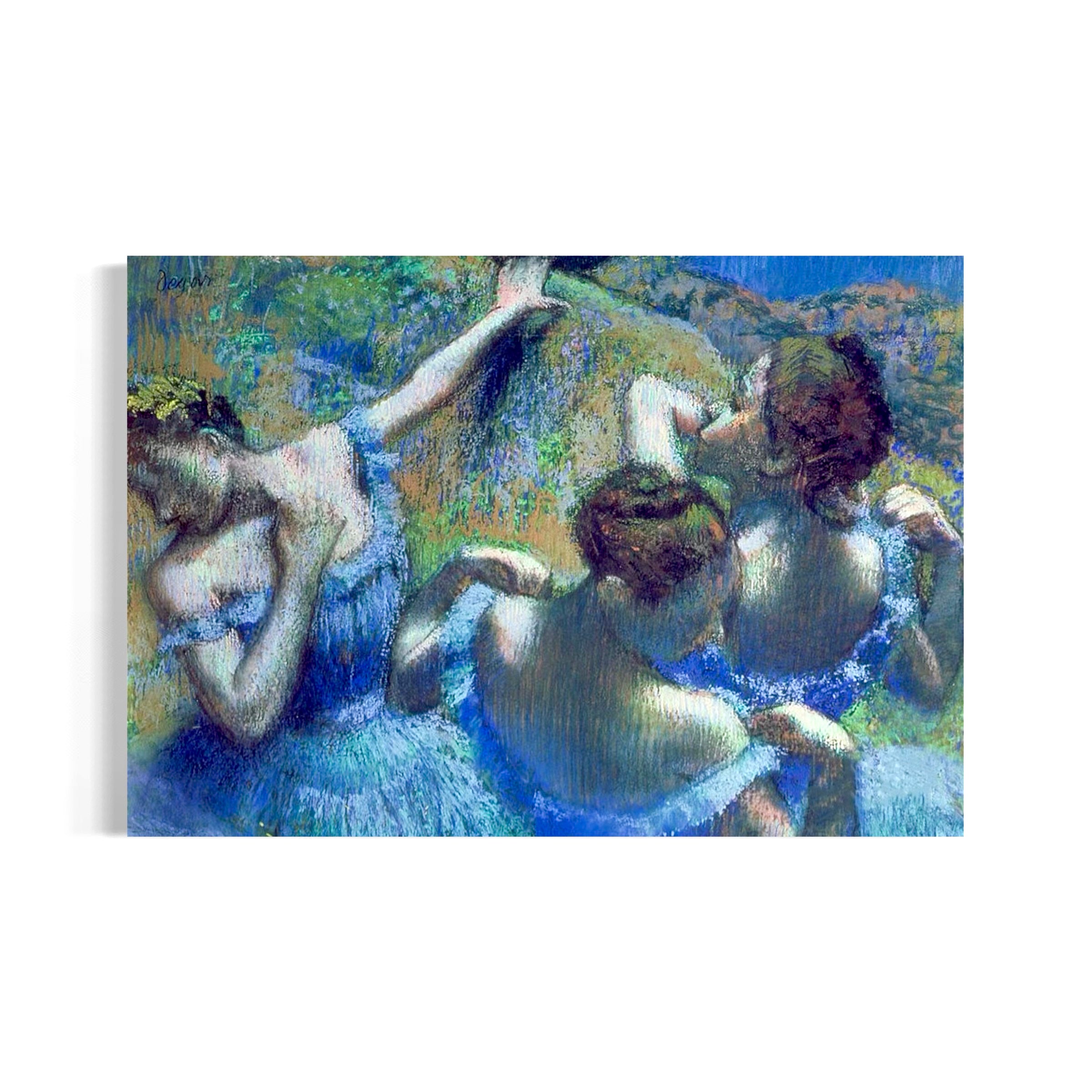 Blue Dancers by Edgar Degas | Impressionist Pastel Ballet Canvas Art | Poster Print
