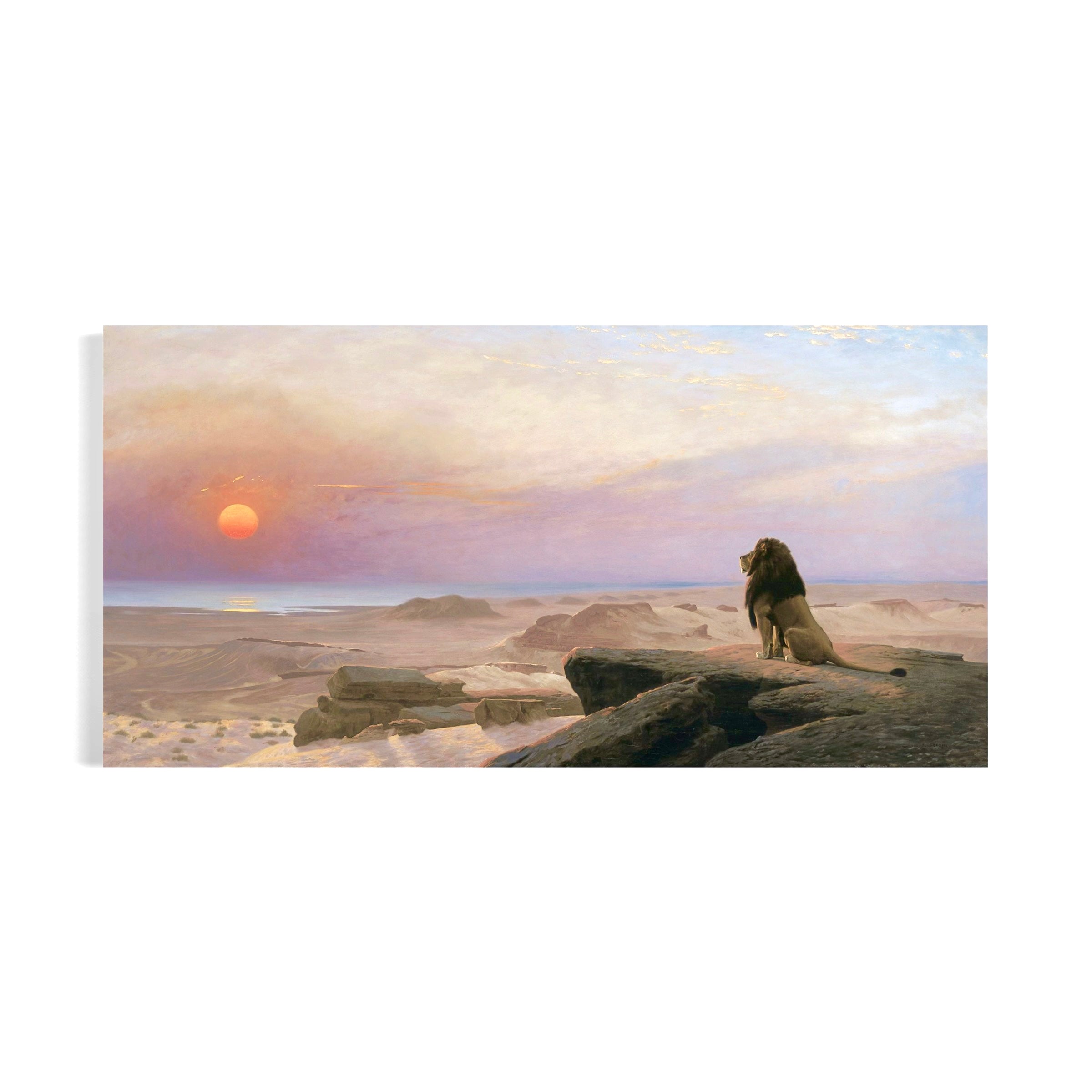 The Two Majesties by Jean-Leon Gerome | Lion Sunset Desert Canvas Art | Poster Print