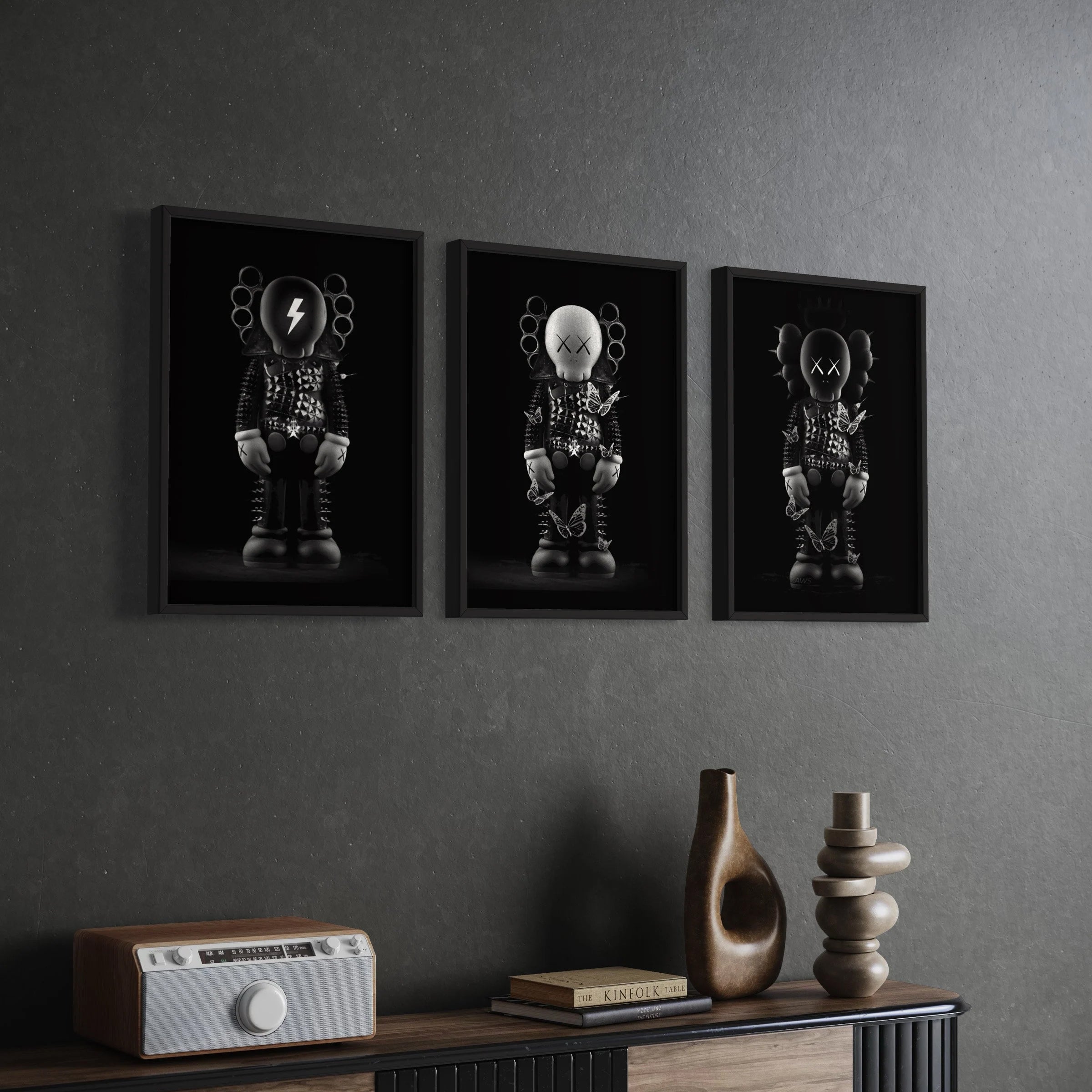 Kaws Set Of 3 Canvas Wall Art | Poster Prints