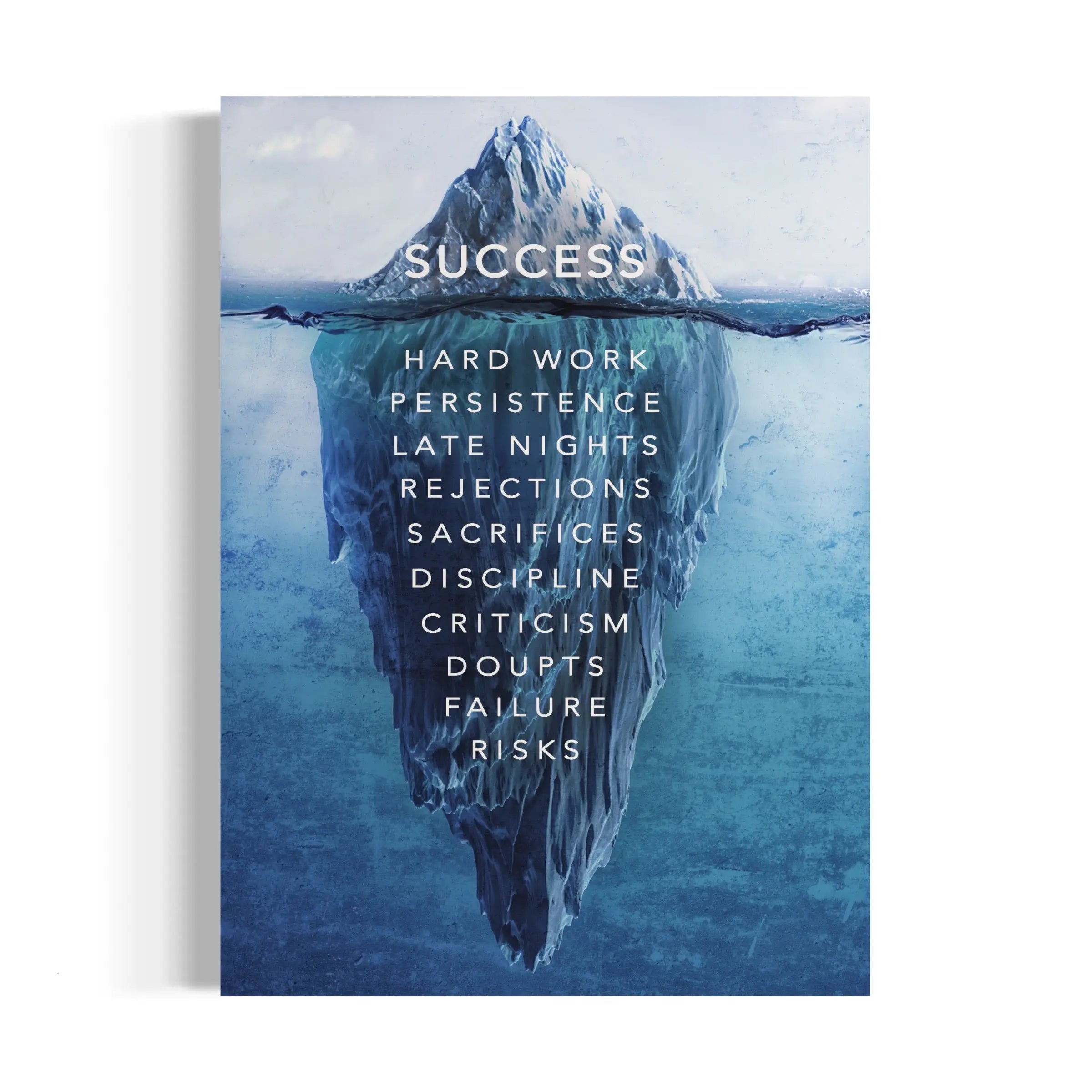 a book with a picture of an iceberg floating in the water