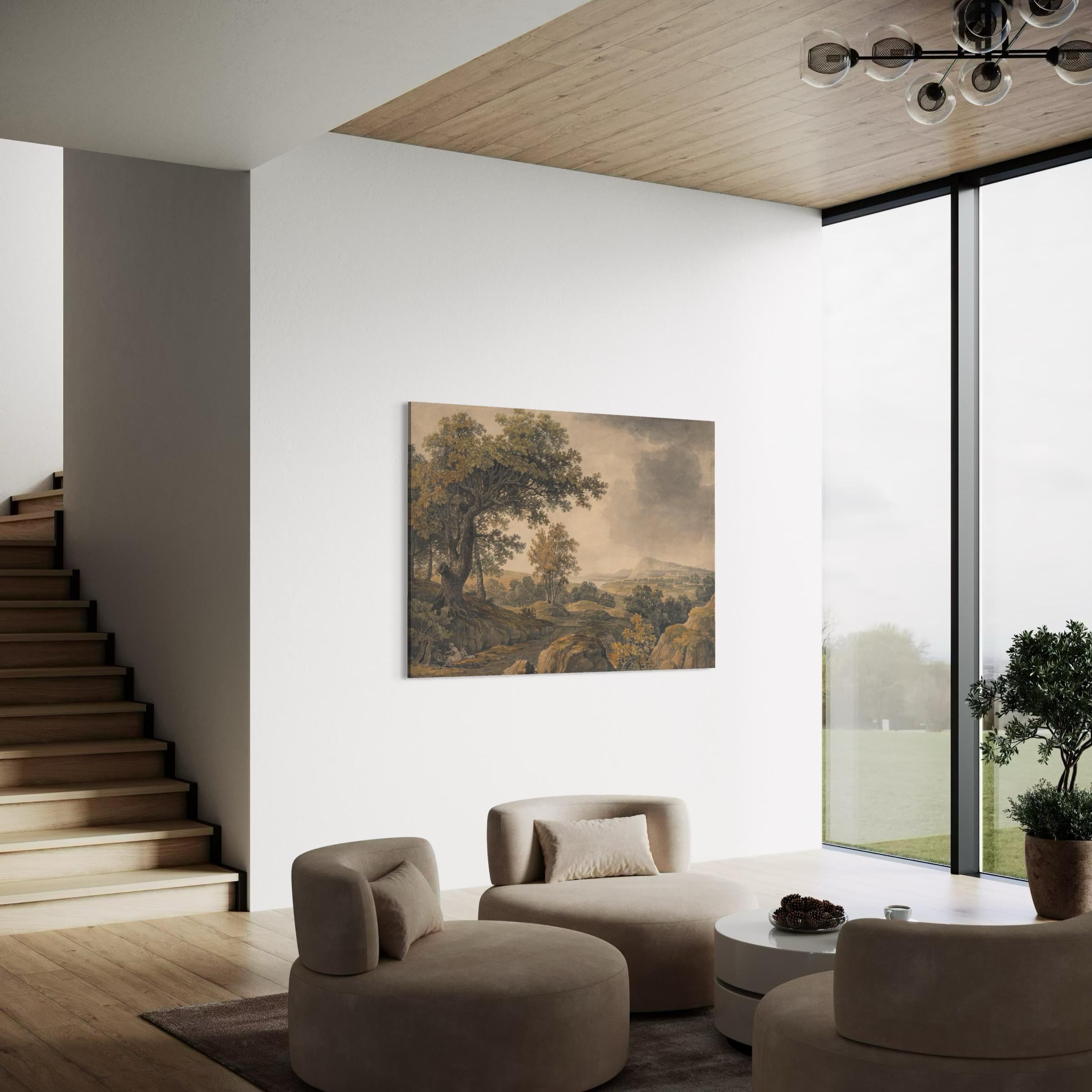 Pastoral Countryside Landscape Poster Print | Canvas Wall Art | Extensive Wooded Forest Trees