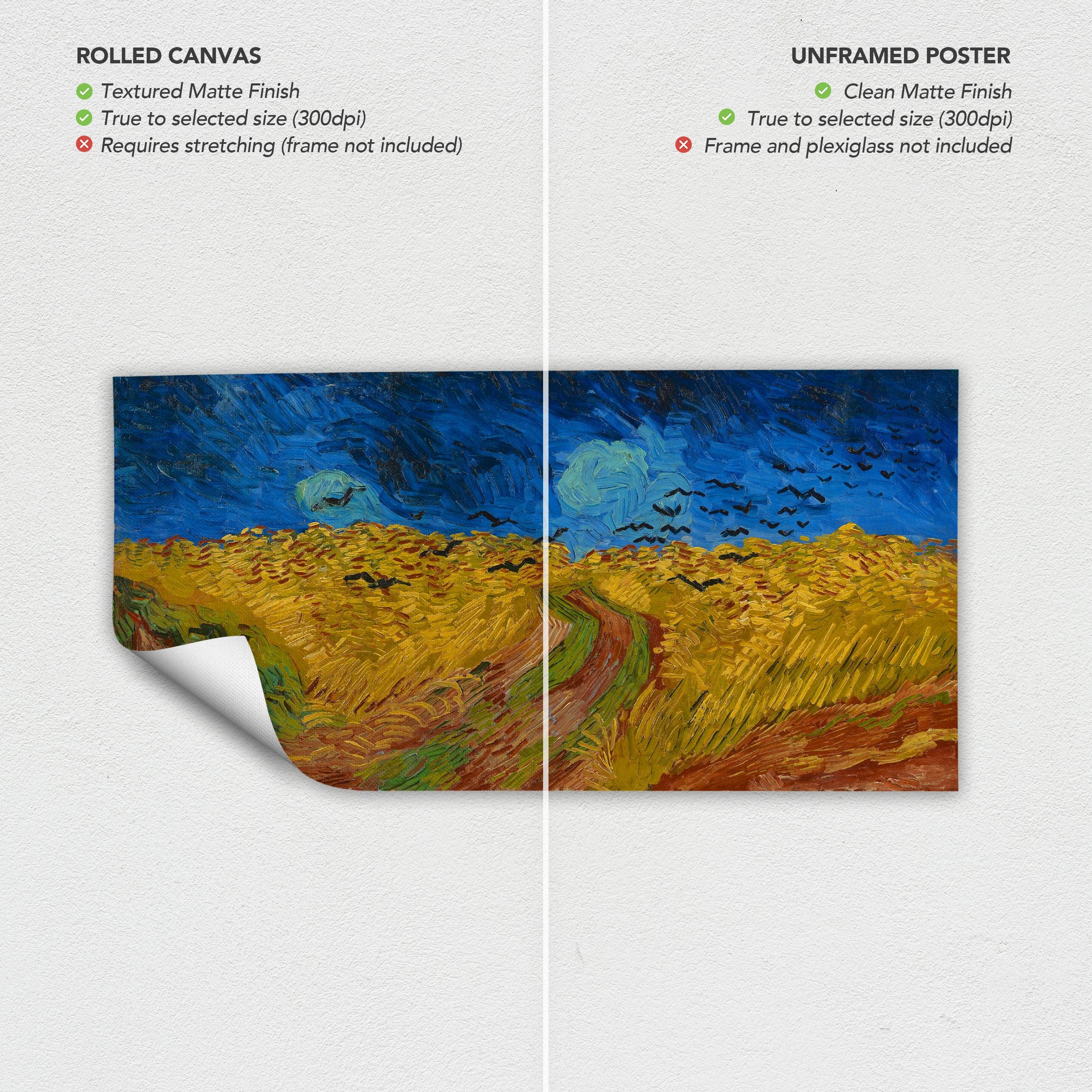 Wheatfield with Crows Canvas Art | Van Gogh Landscape Print, Dramatic Wall Decor