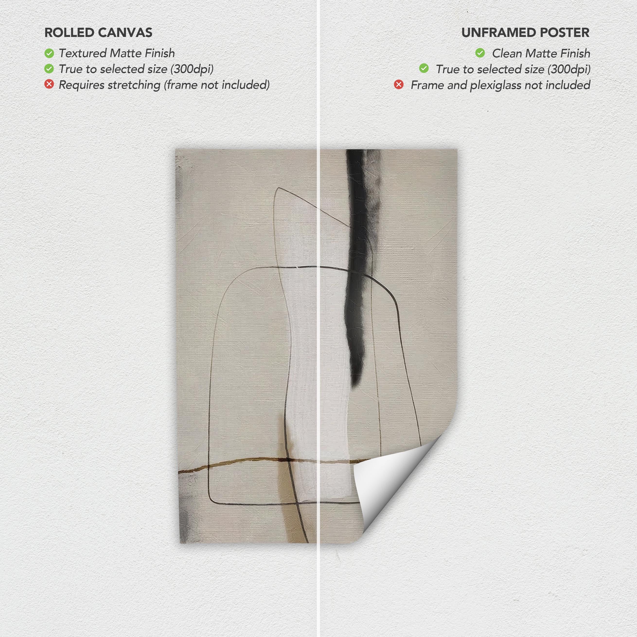 Set of 3 Abstract Canvas Wall Art | Grunge Poster Prints Stroke Effect Tan Gray Neutral Organic