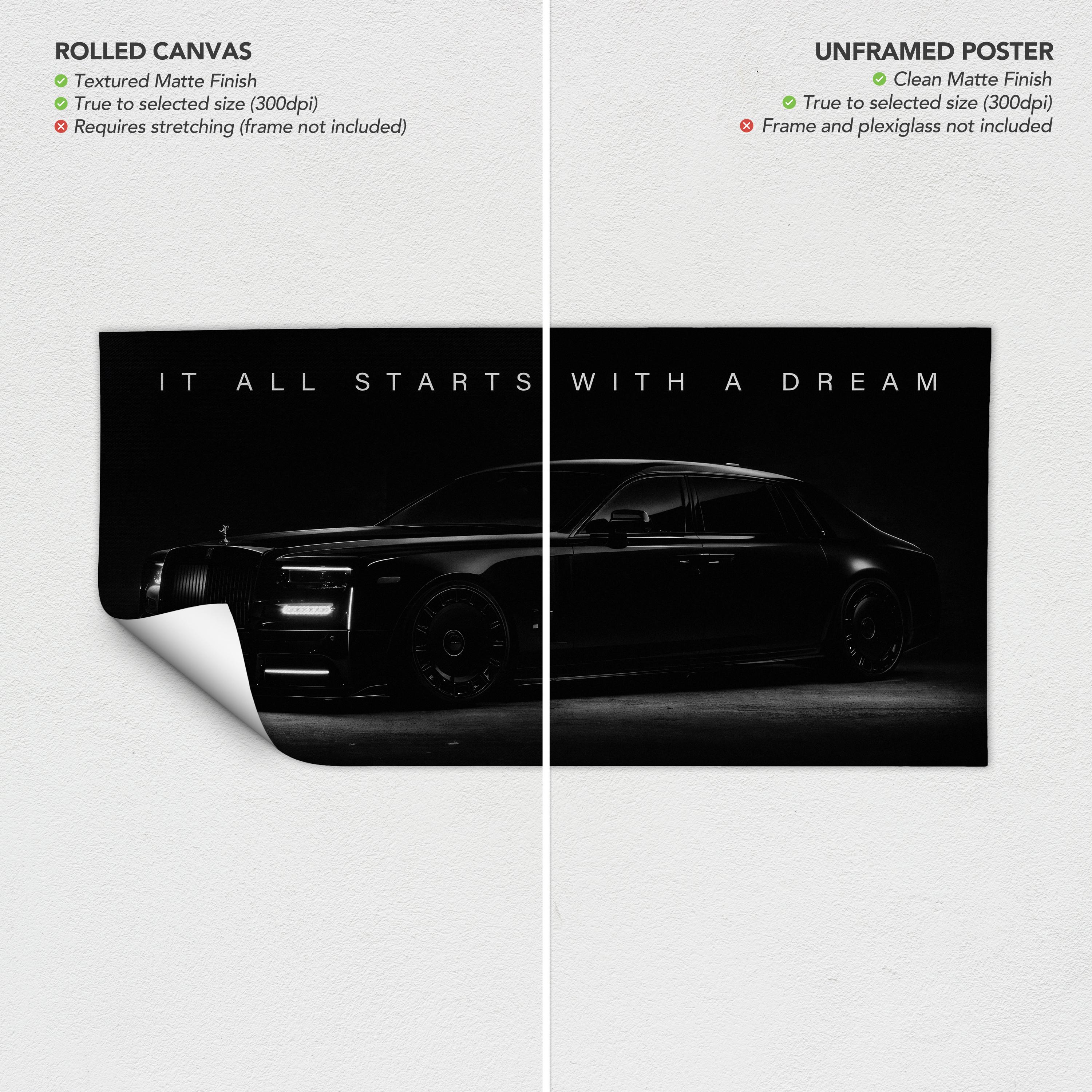 Motivational Rolls Royce Quote: It All Starts With A Dream Quote | RR Luxury Car