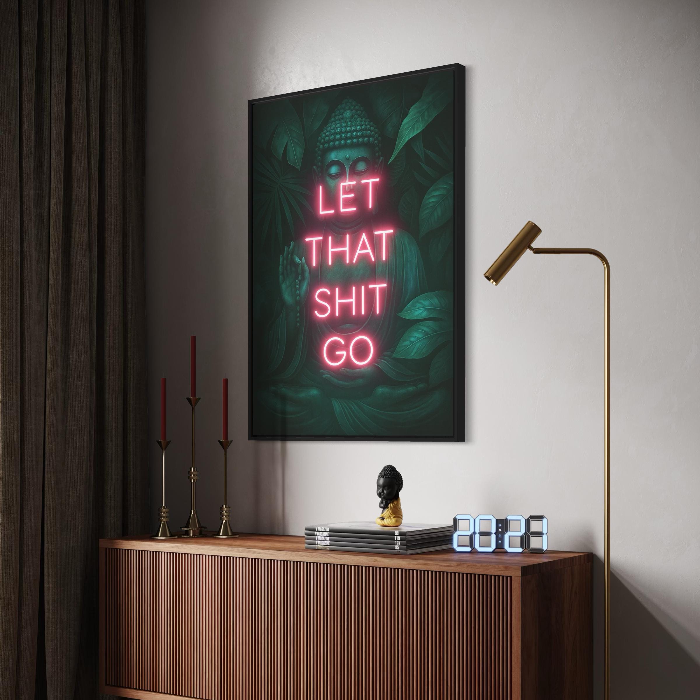 Let That Shit Go Buddha Quote Yoga Zen Canvas Art | Poster Print