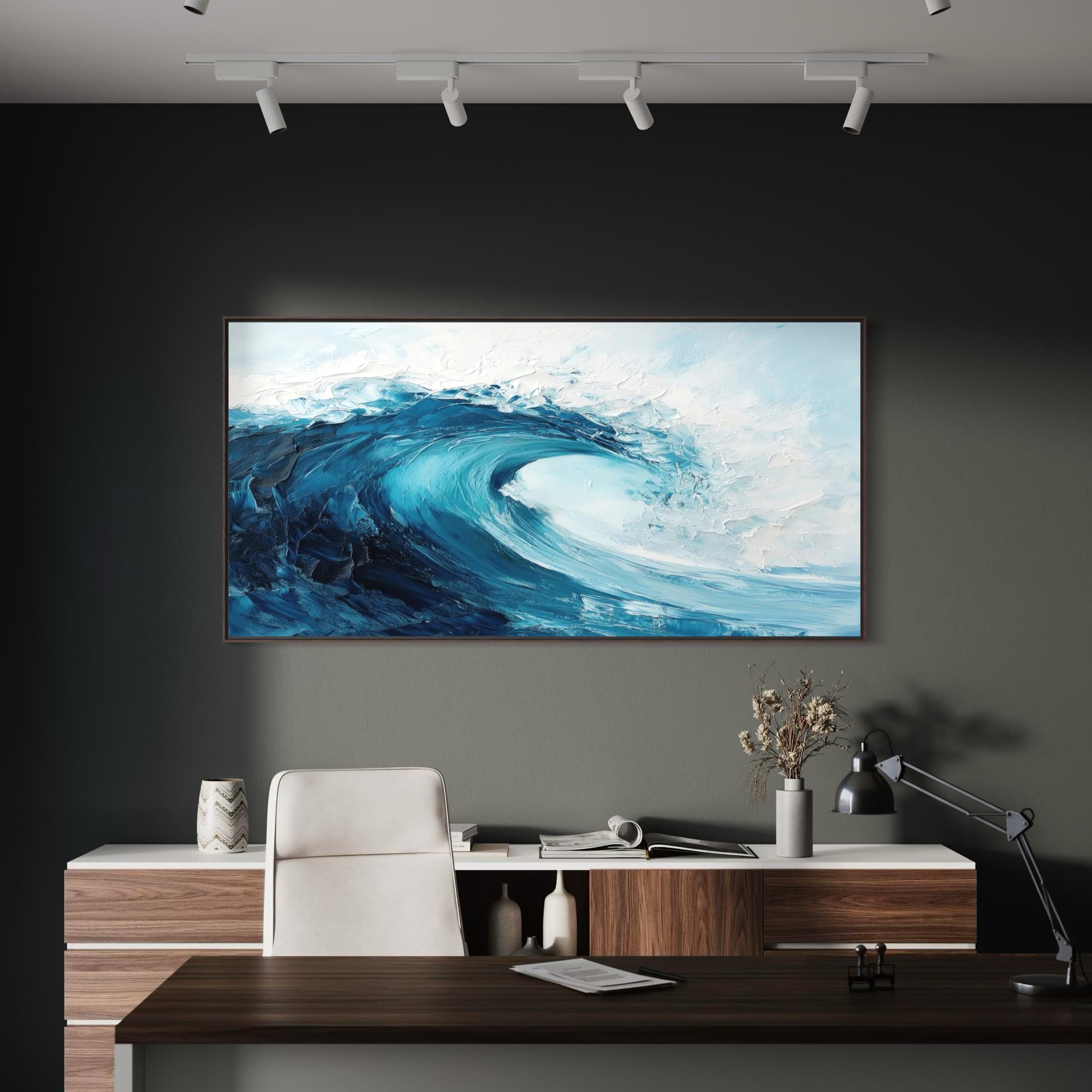 Wave Minimalist Ocean Artwork Canvas Wall Art Print | Neutral Coastal Decor