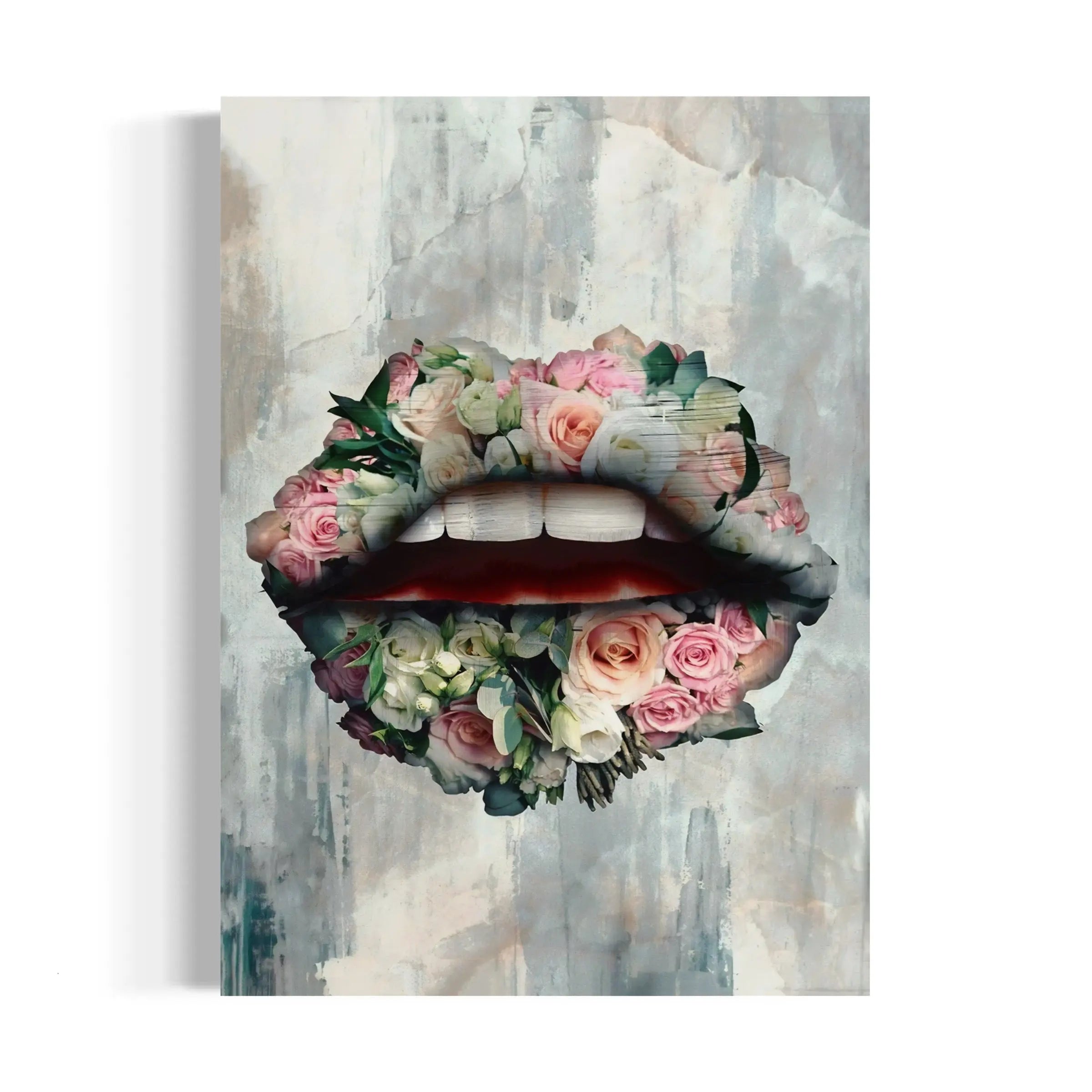 a painting of a woman's mouth with flowers on it