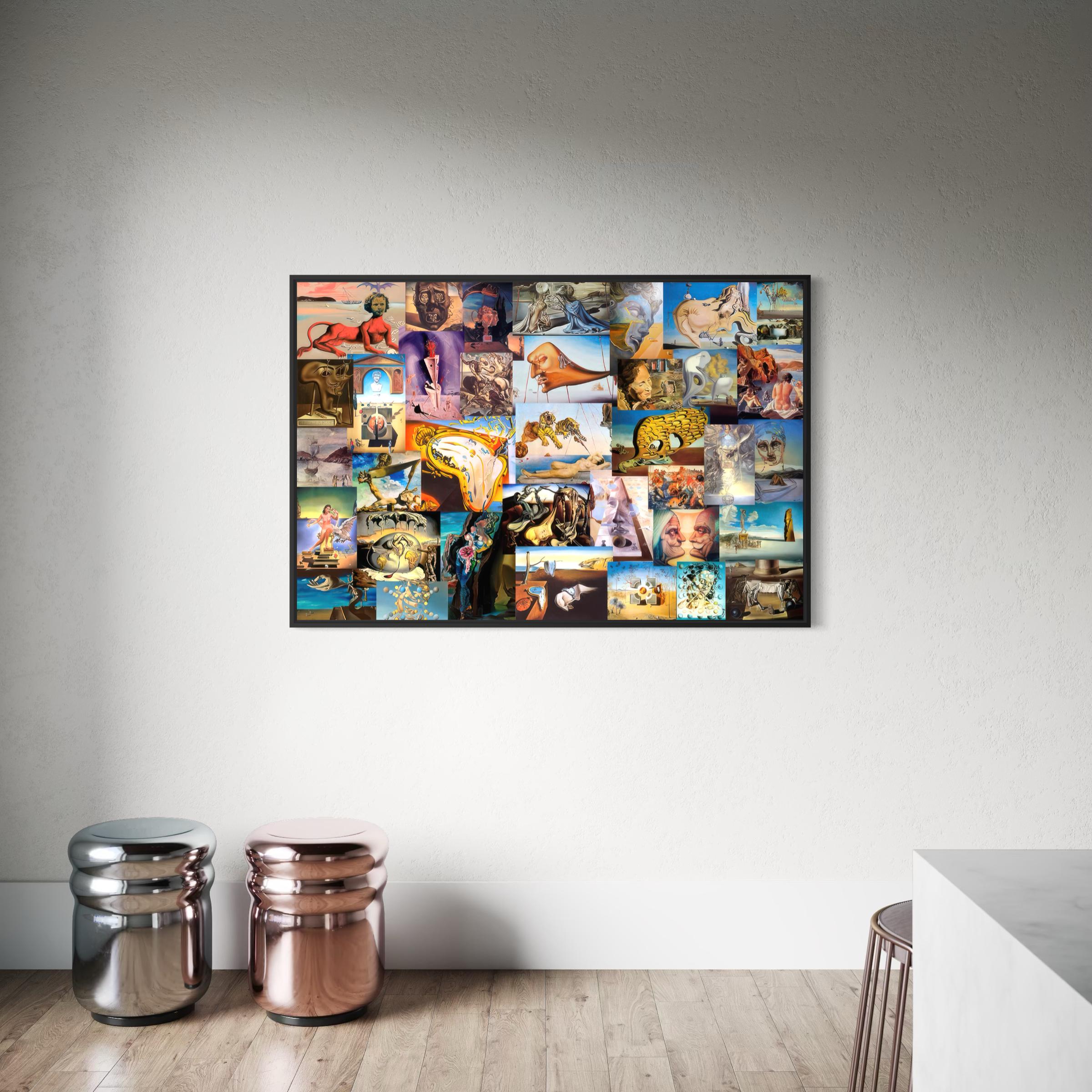 Salvador Dali Collage Framed Wall Art Canvas | Surreal Vintage Poster Print