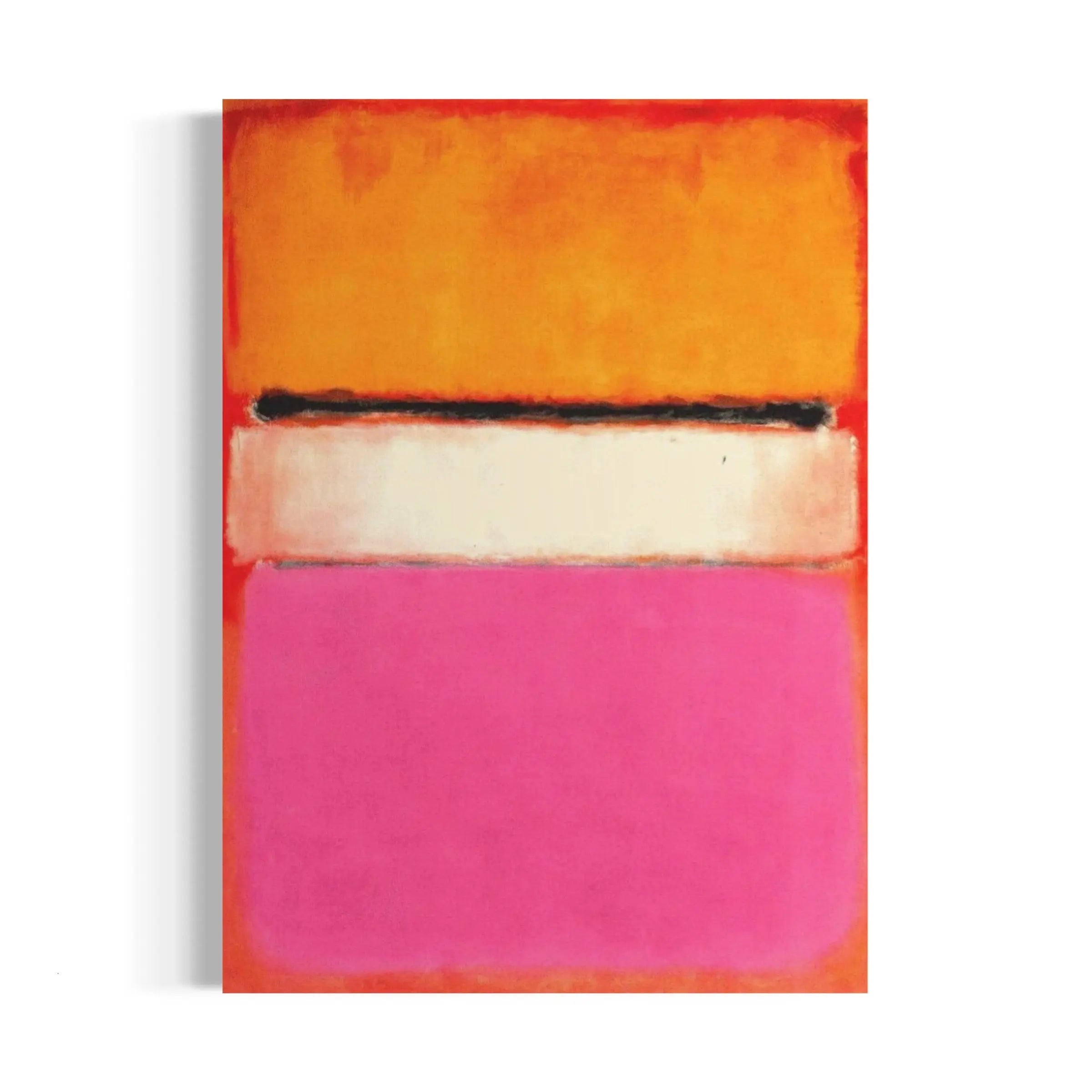 a painting of a pink, orange, and white rectangle