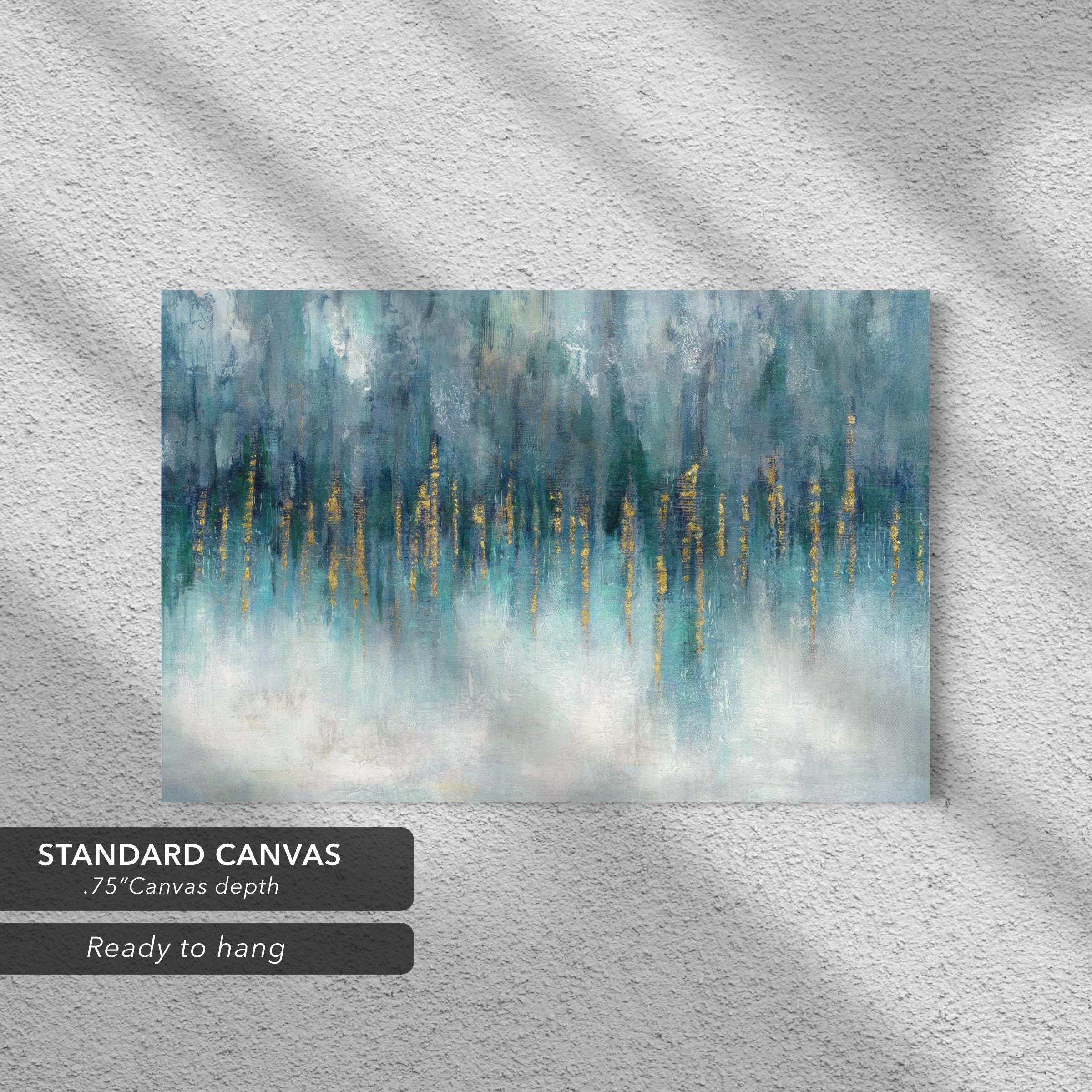 Abstract Teal & Gold | Modern Large Contemporary Canvas Art | Poster Print