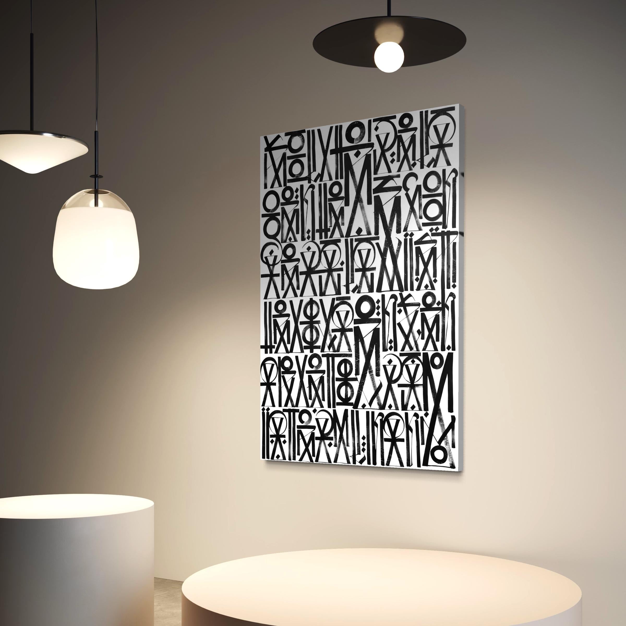 Abstract Black & White Calligraphy Poster Print | Minimalist Scandinavian Canvas Wall Art