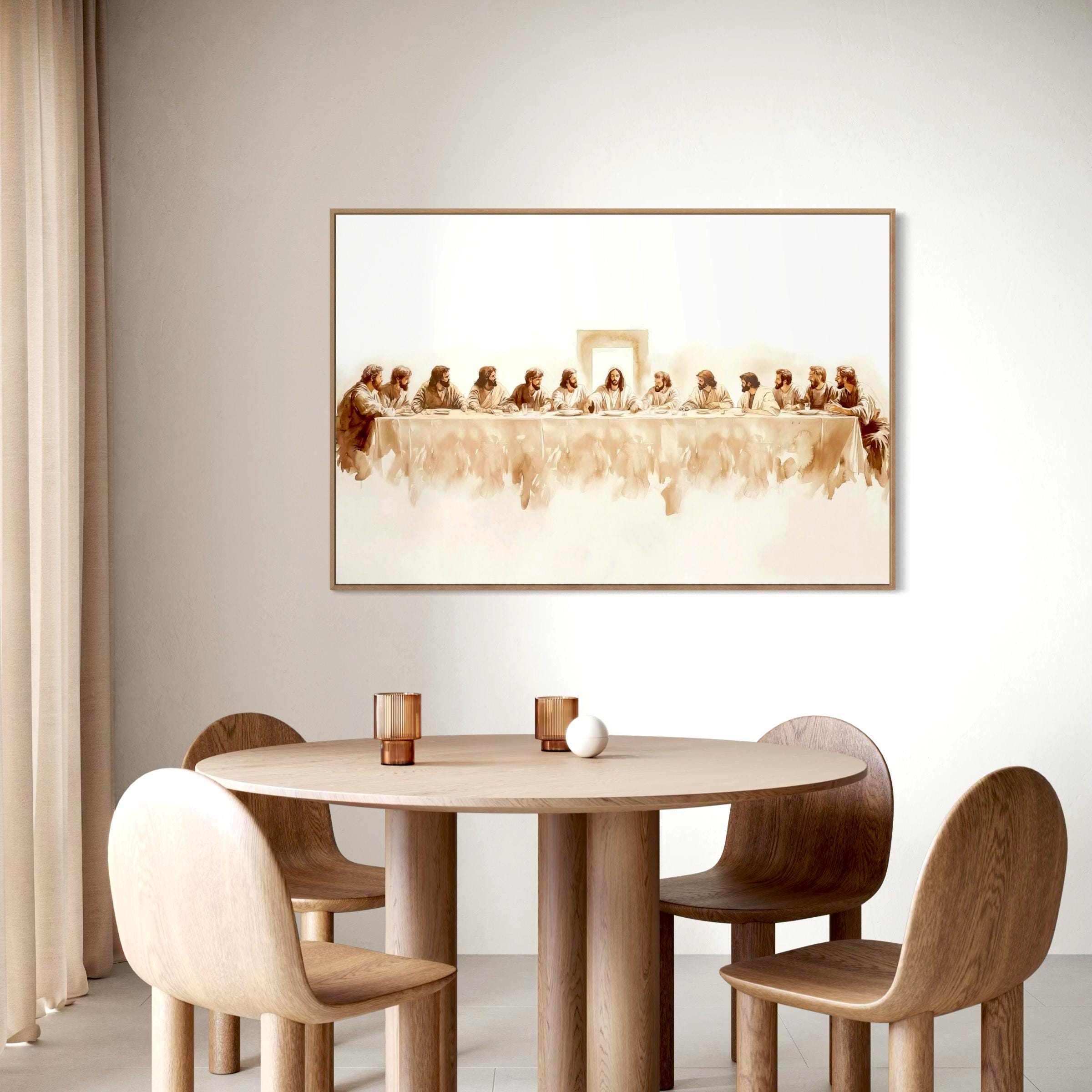 The Last Supper Framed Poster Print Jesus Watercolor Canvas Art