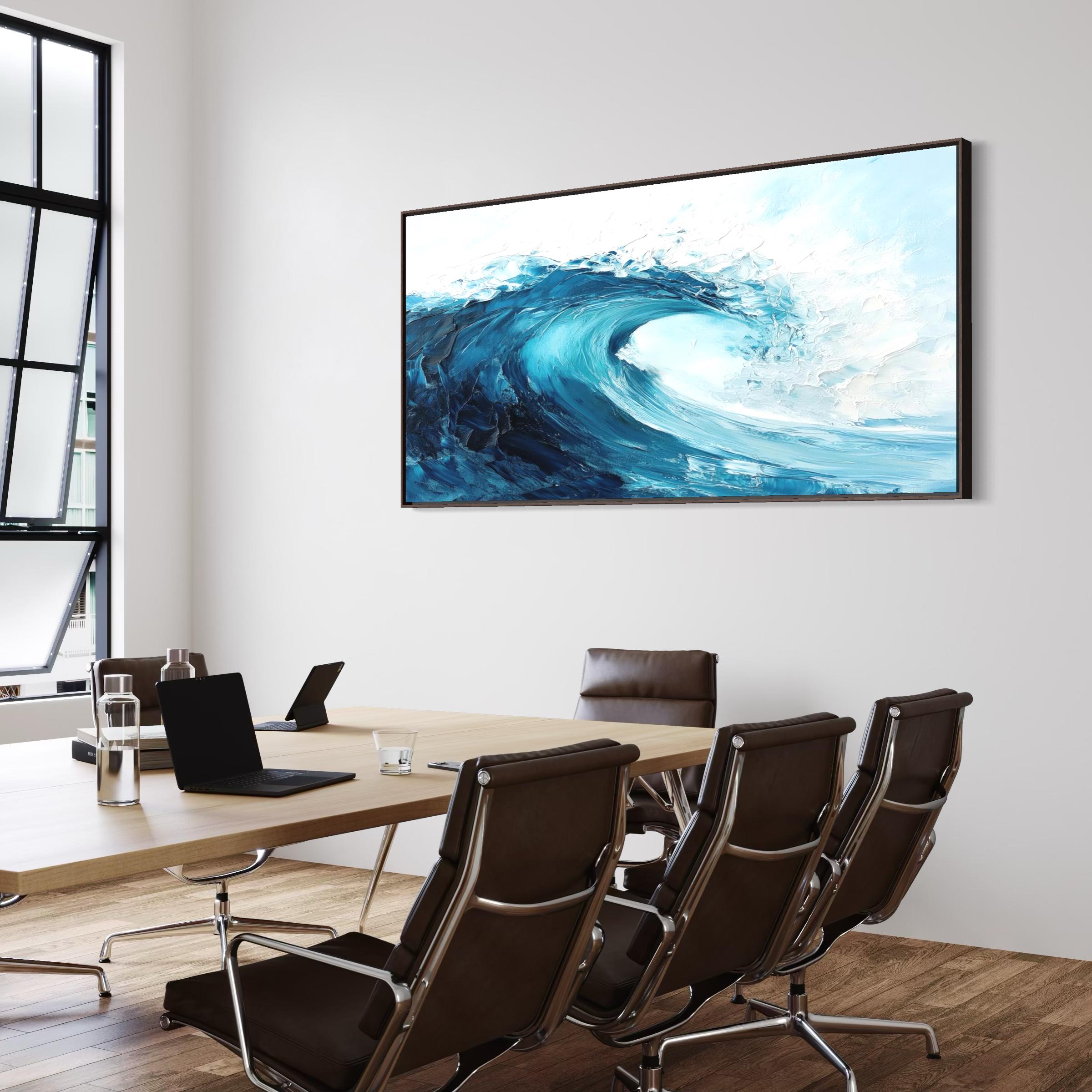 Wave Minimalist Ocean Artwork Canvas Wall Art Print | Neutral Coastal Decor