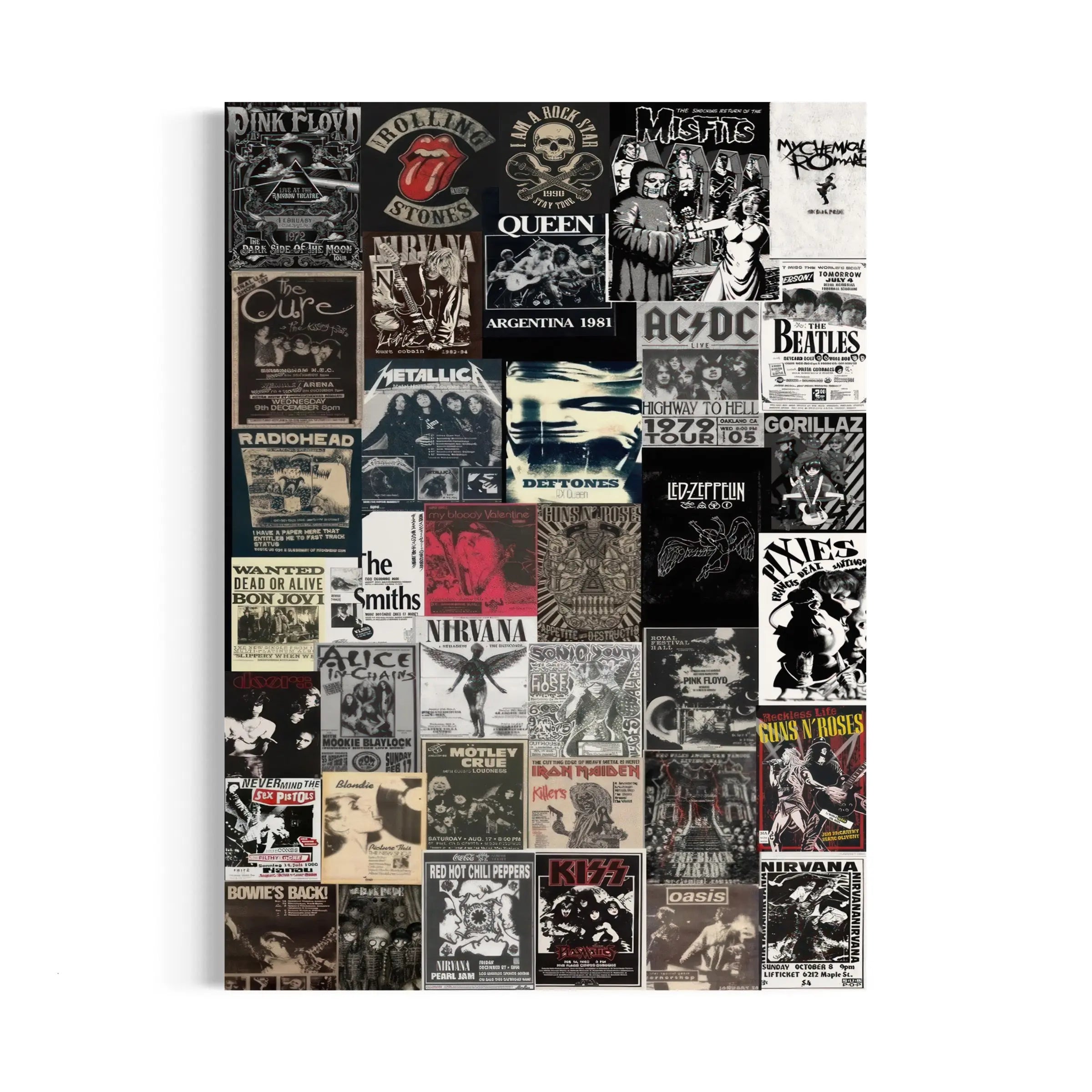 the rolling stones collage is shown in black and white