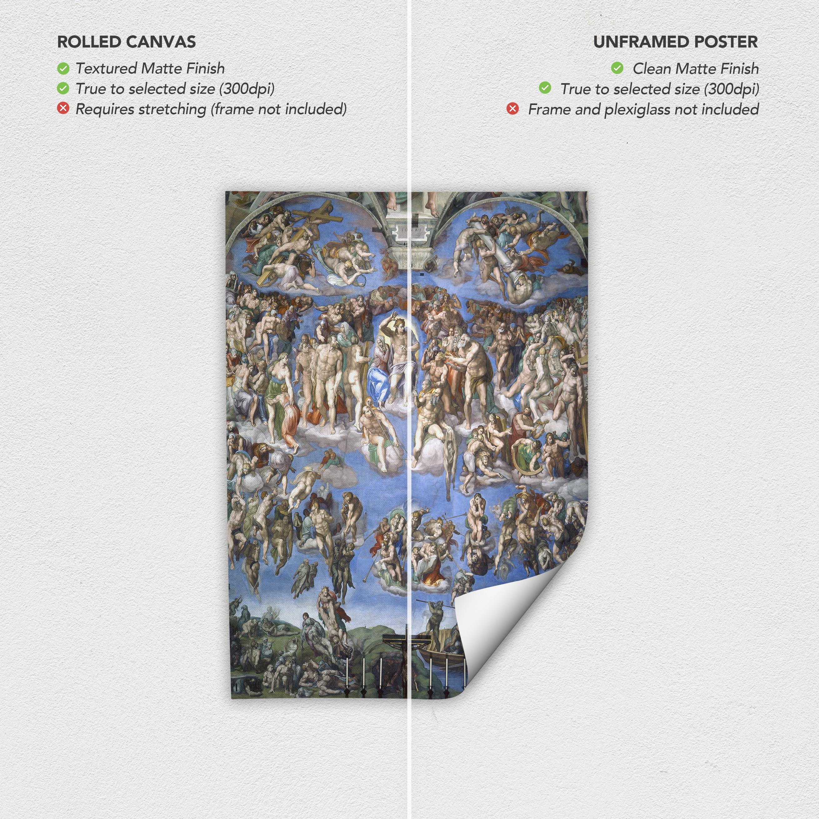 The Last Judgement Wall Art Canvas | Poster Print | Michelangelo Renaissance Religious Art
